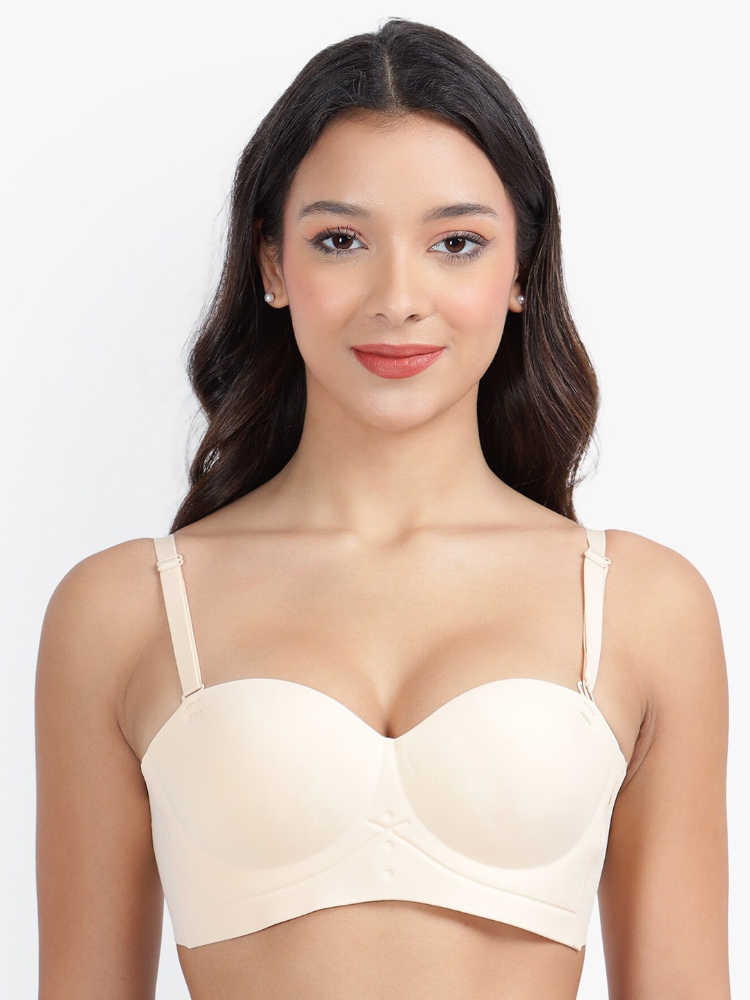 

PARKHA Medium Coverage Heavily Padded Balconette Bra with Organic, Beige
