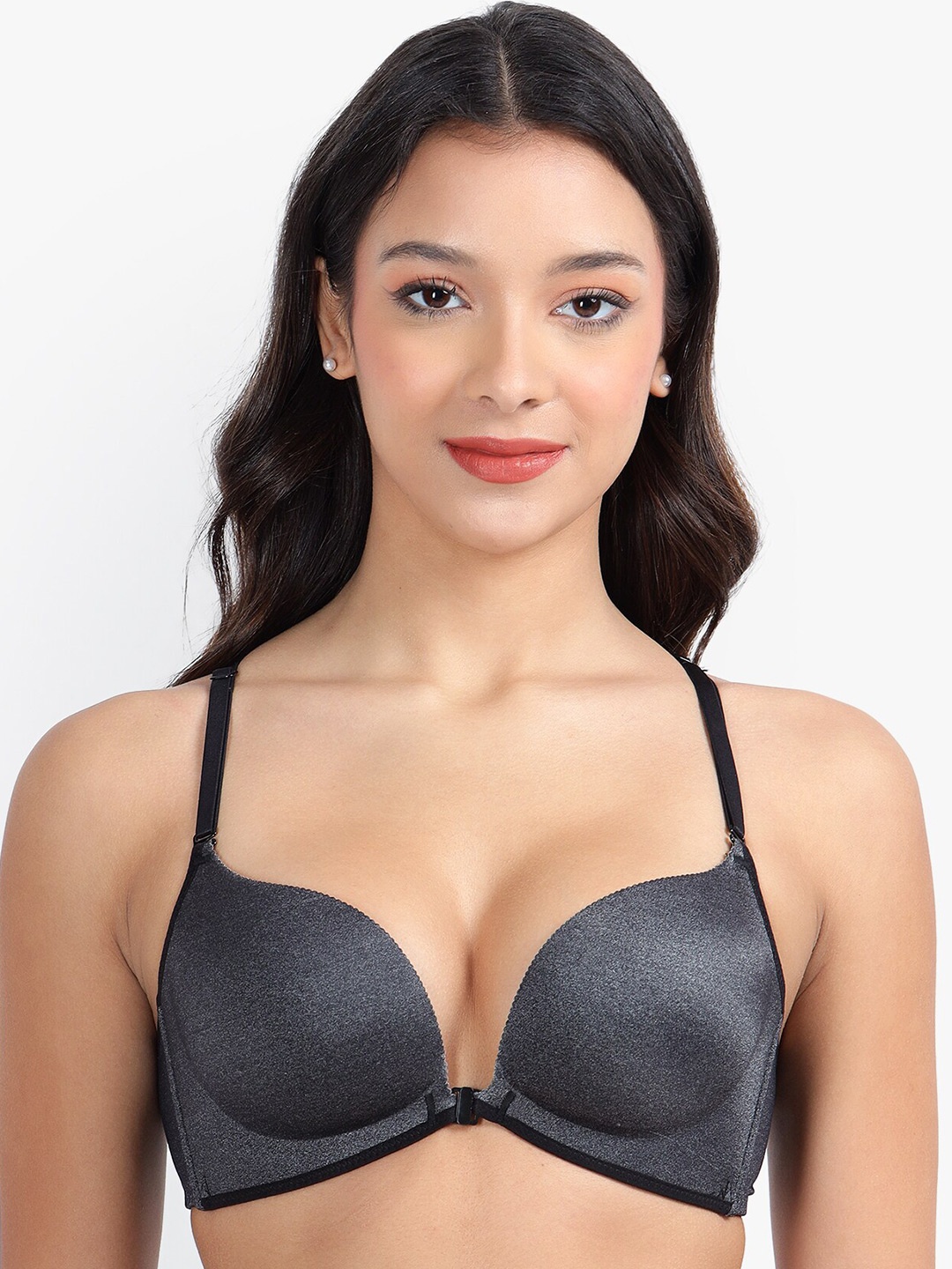 

PARKHA Half Coverage Heavily Padded Plunge Bra with Side Shaper, Grey