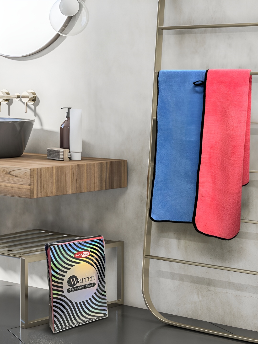 

Sassoon Blue & Coral Cotton 650 GSM Bath Towel