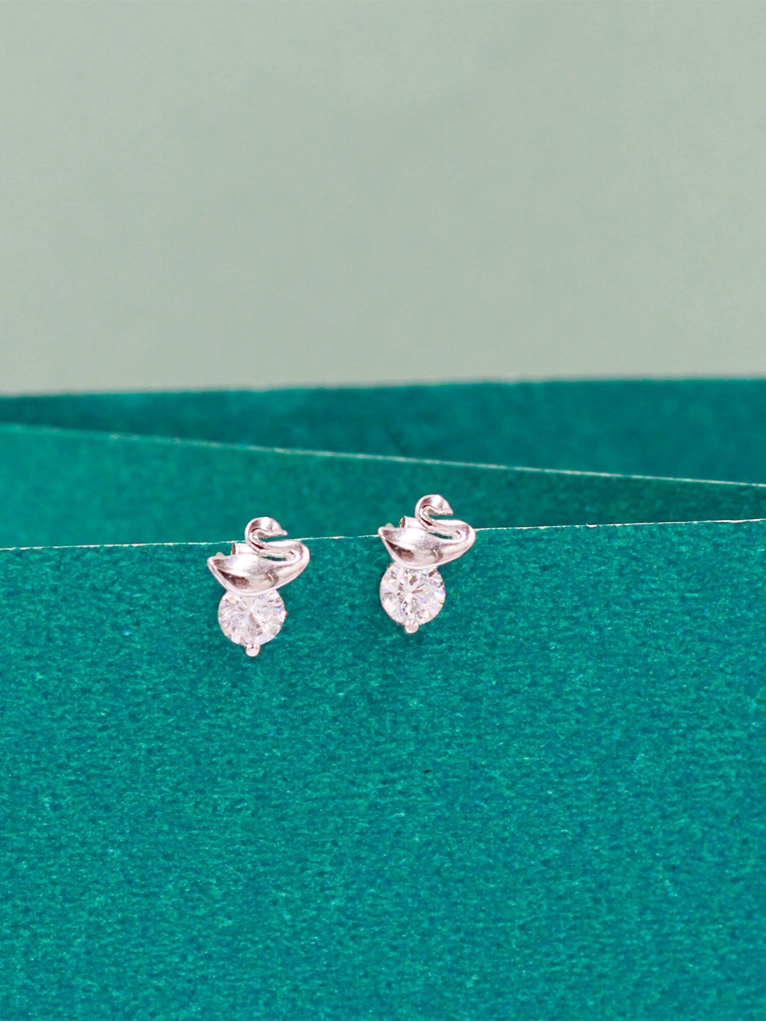 

SANGEETA BOOCHRA 925 Sterling Silver CZ-Studded Quirky Studs Earrings