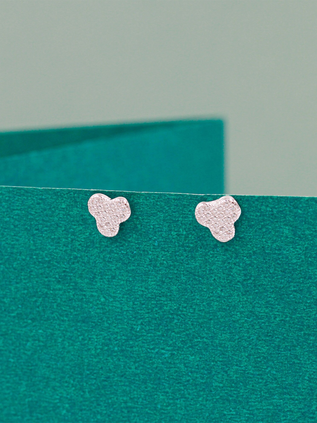 

SANGEETA BOOCHRA Sterling Silver Cubic Zirconia Stone Studded Studs Earrings
