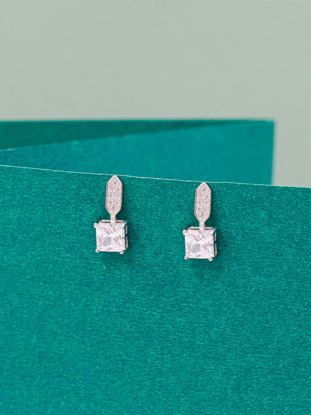 

SANGEETA BOOCHRA Sterling Silver Cubic Zirconia Stone Studded Studs Earrings