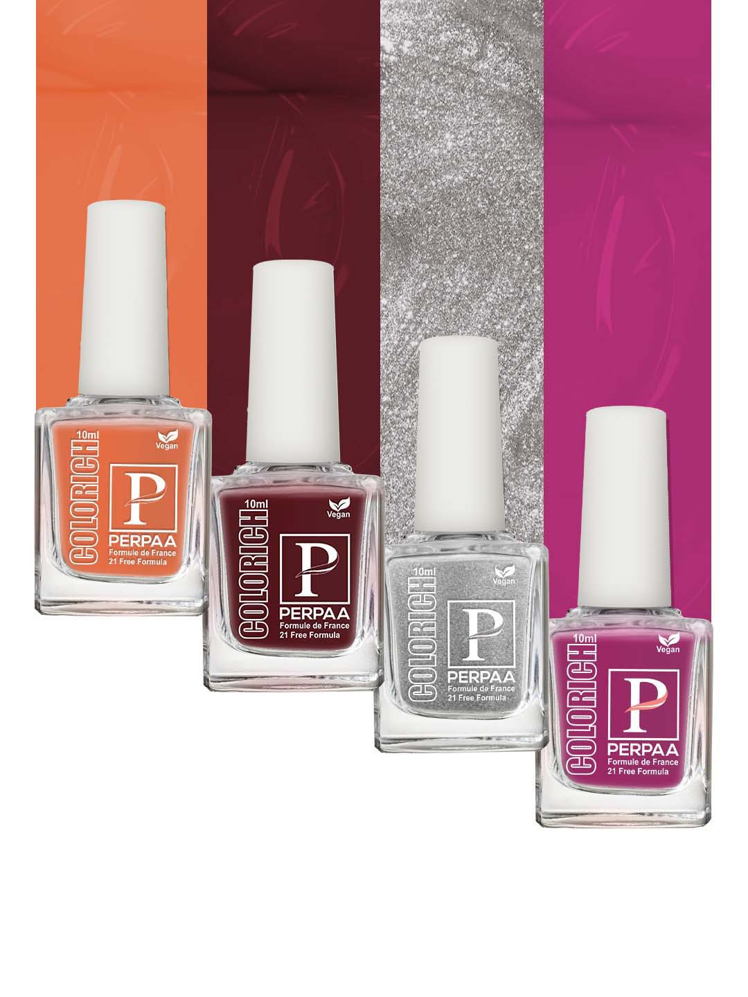 

PERPAA Set Of 4 Colorich Formule de France Nail Polish 10ml Each, Multi