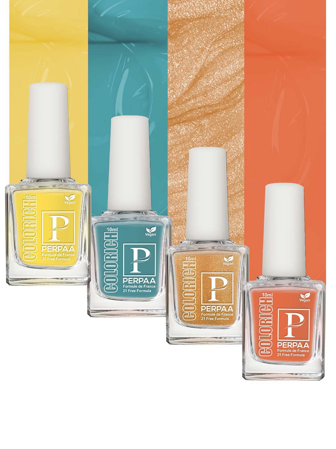 

PERPAA Set Of 4 Colorich Formule de France Nail Polish 10ml Each, Multi