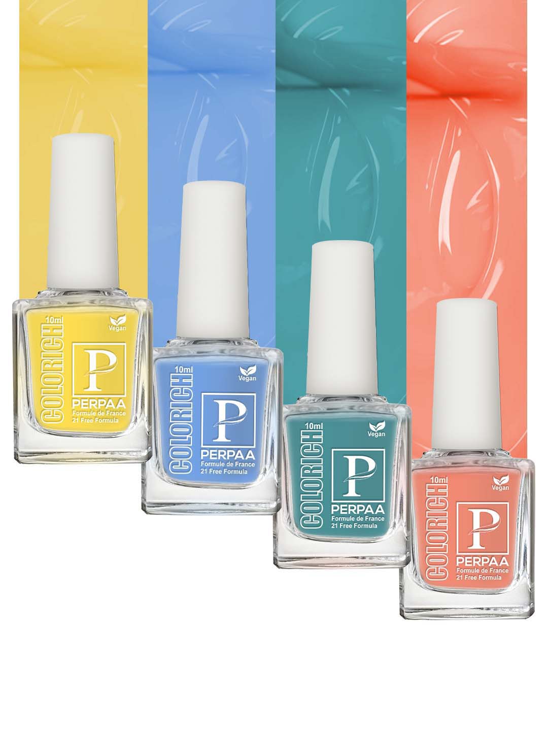 

PERPAA Set Of 4 Colorich Formule de France Nail Polish 10ml Each, Multi