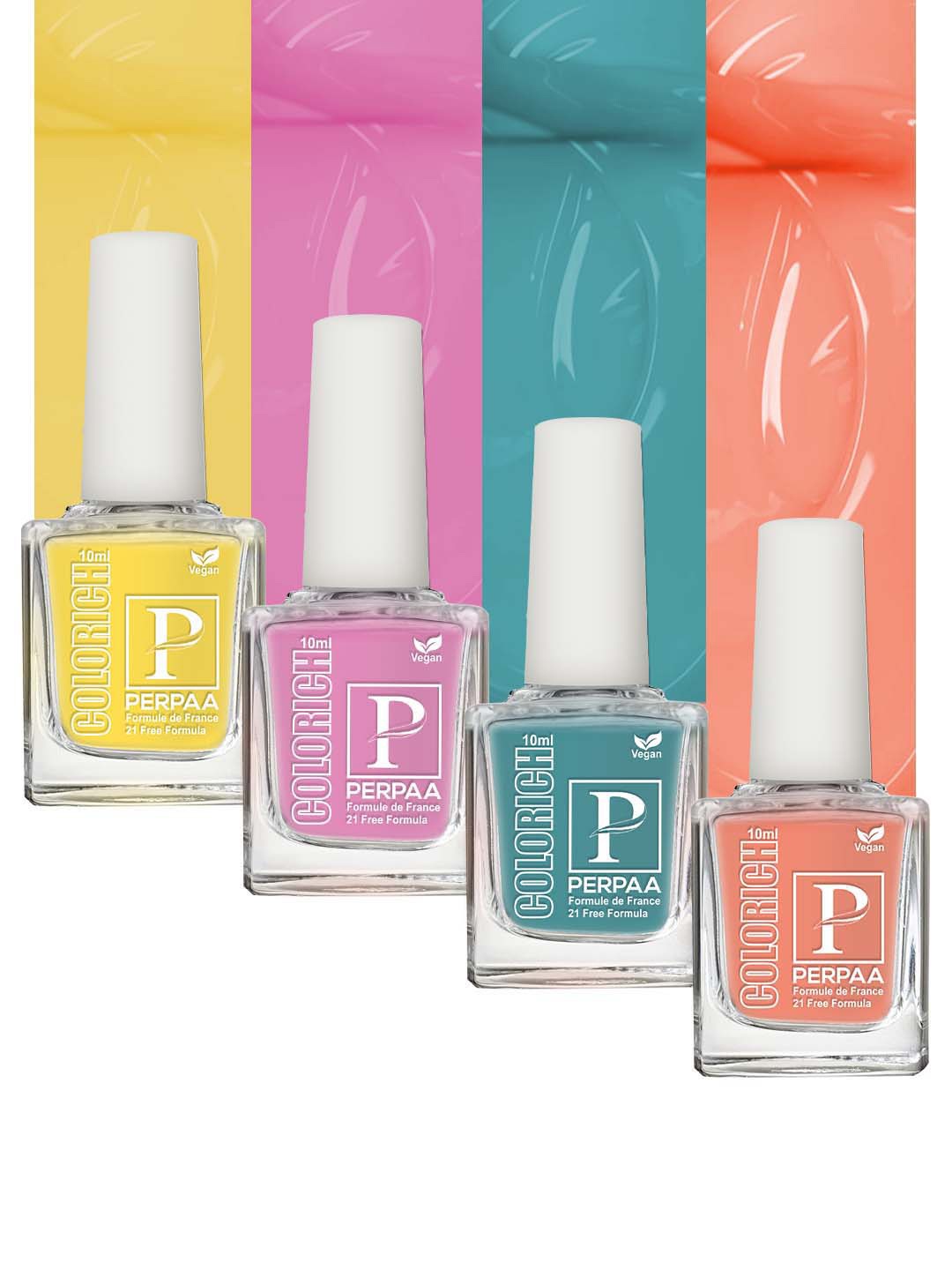 

PERPAA Set Of 4 Colorich Formule de France Nail Polish 10ml Each, Multi