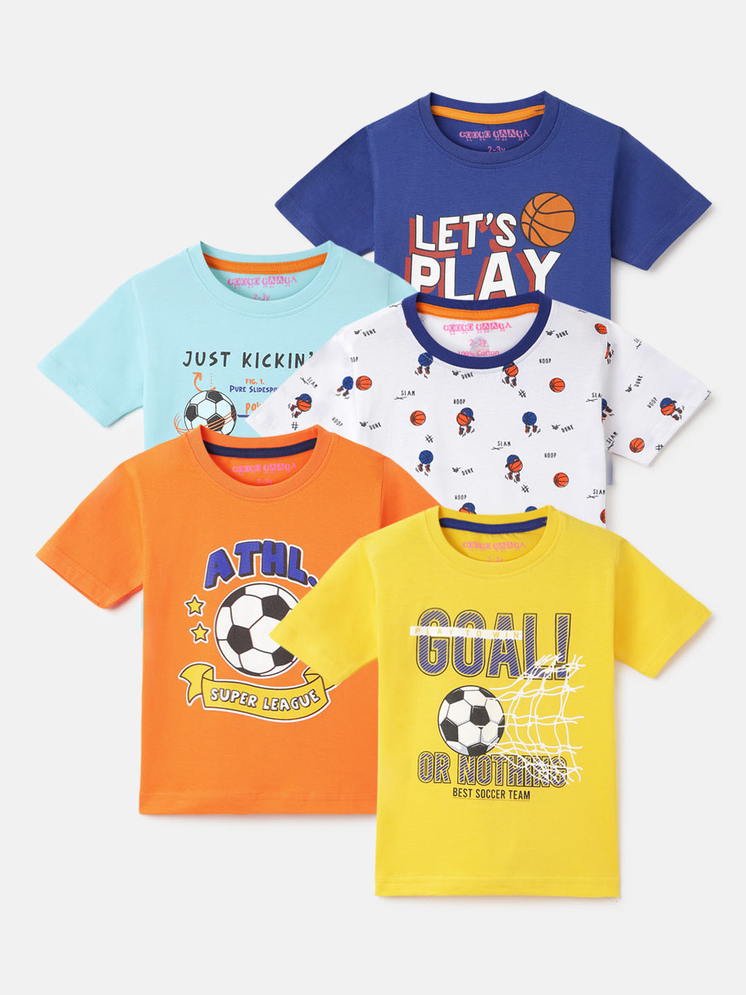 

Googo Gaaga Boys Pack of 3 Printed Cotton T-shirt, Blue