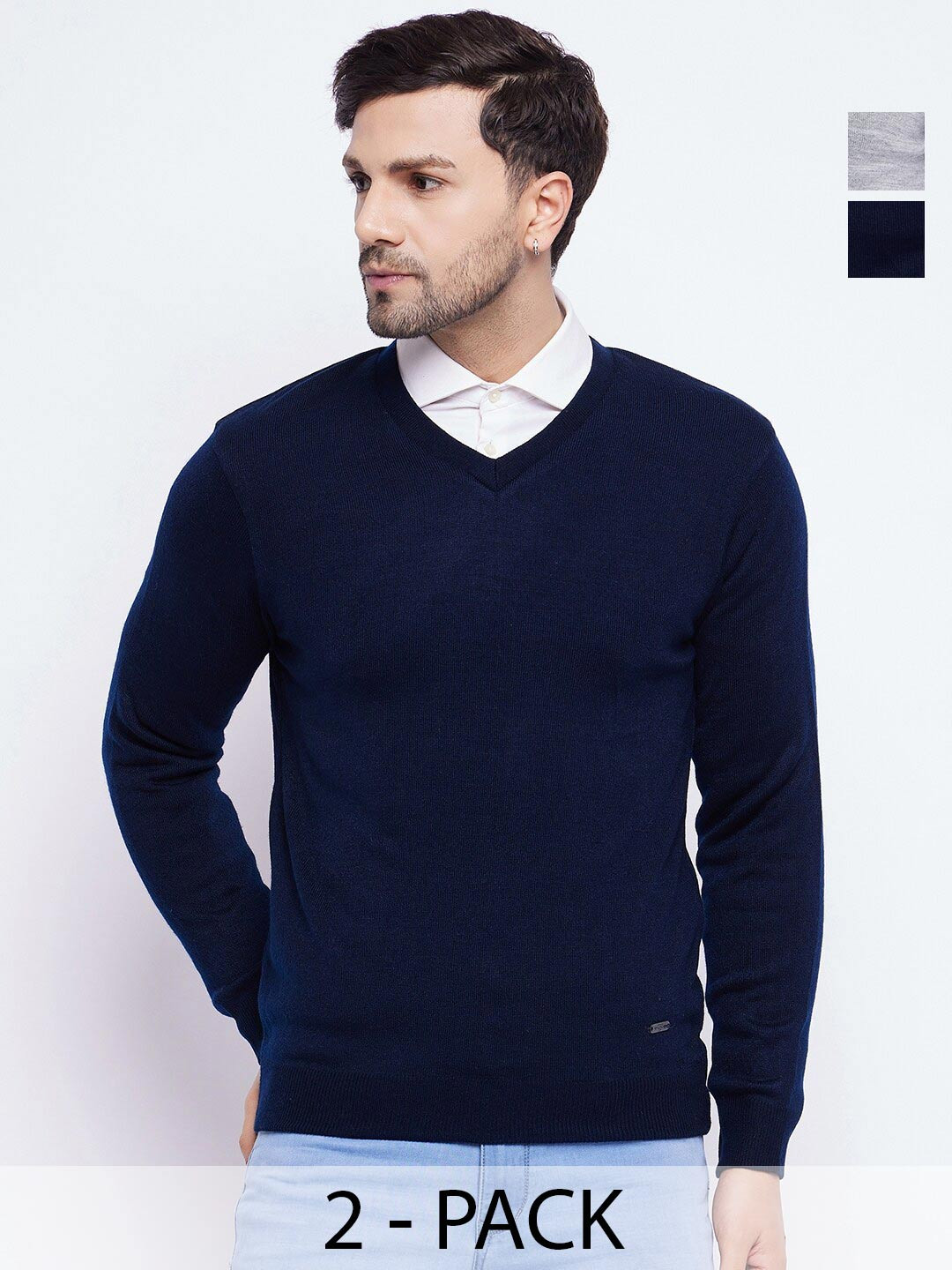 

Duke Pack Of 2 V-Neck Acrylic Pullover Sweaters, Blue