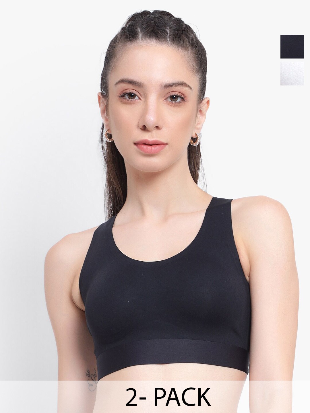 

PARKHA Pack Of 2 Full Coverage Heavily Padded Workout Bra With All Day Comfort, White
