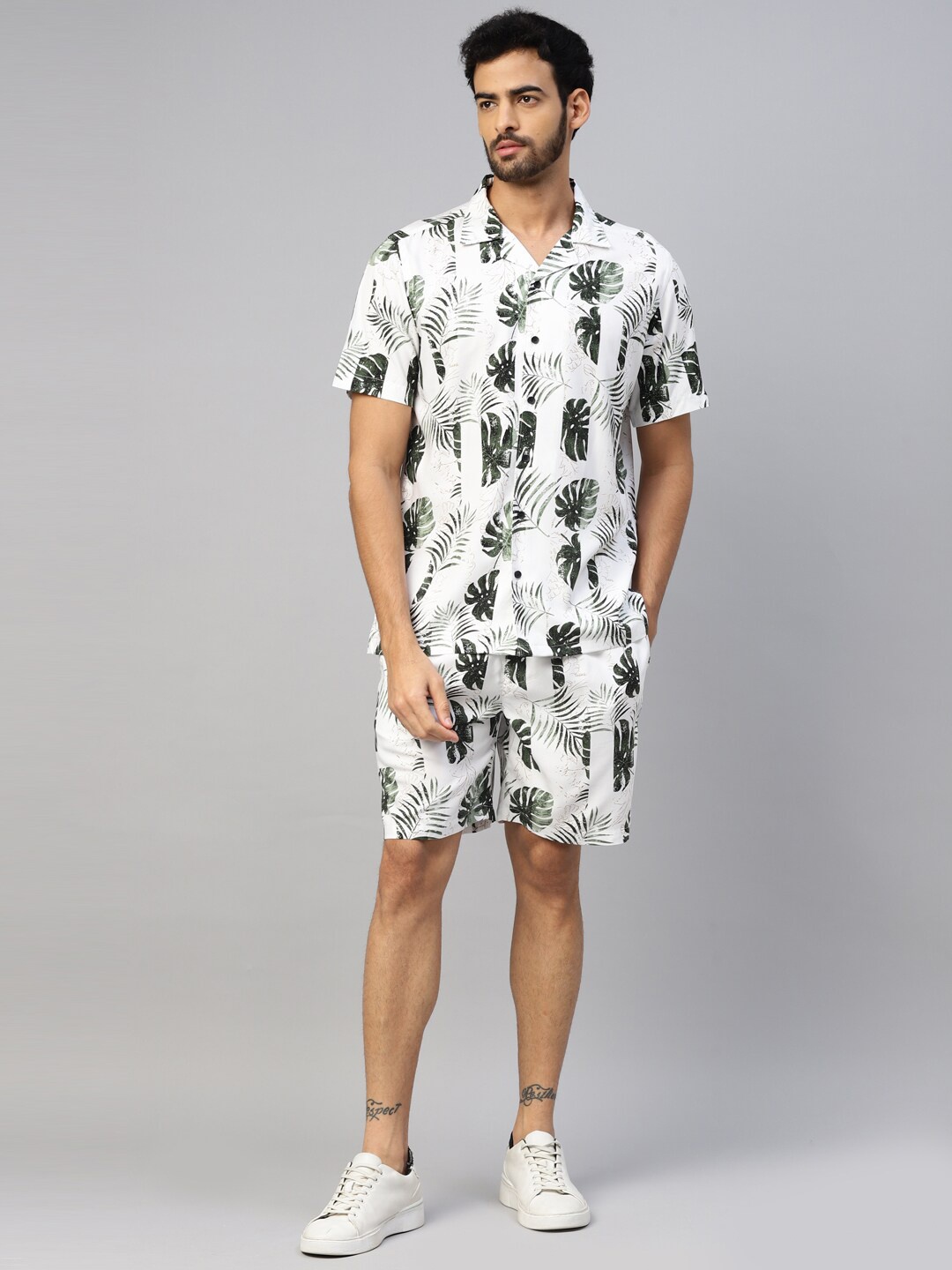 

DON VINO Floral Printed Shirt & Shorts, White