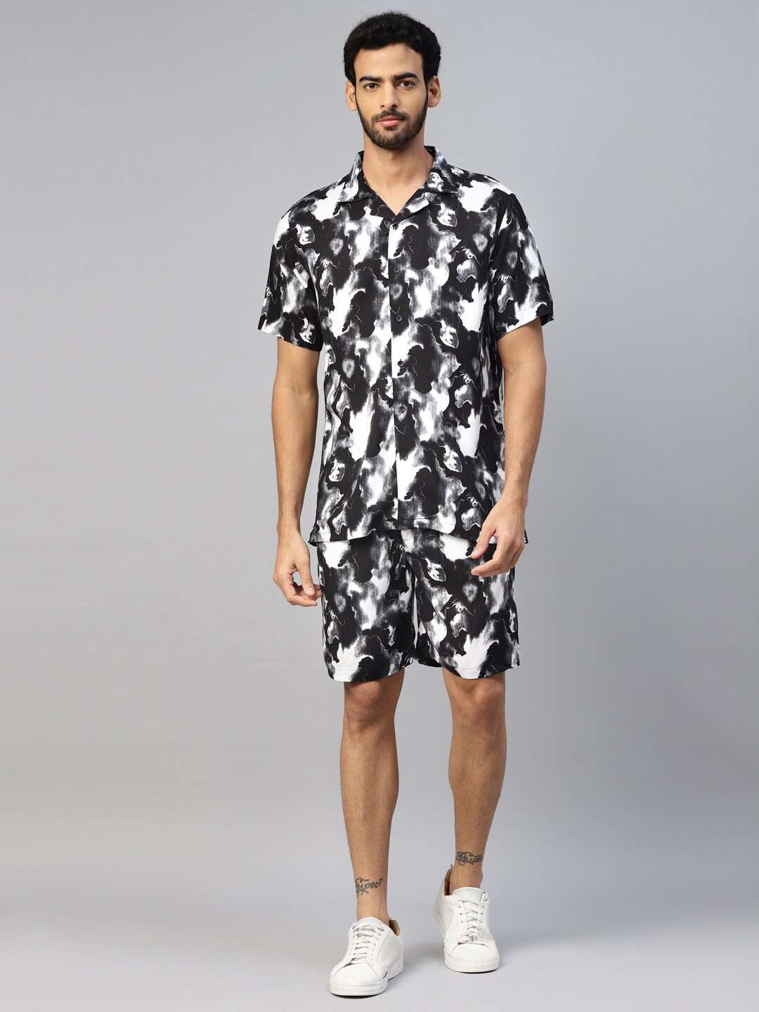 

DON VINO Tie & Dye Shirt & Shorts, Black