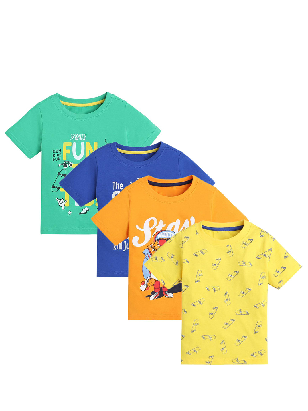 

Googo Gaaga Boys Pack Of 3 Printed Regular Cotton T-shirt, Orange