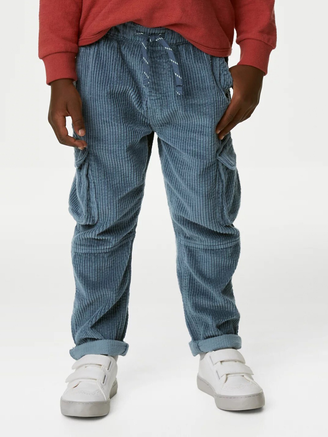 

Marks & Spencer Boys Pure Cotton Cord Cargo Trousers, Grey