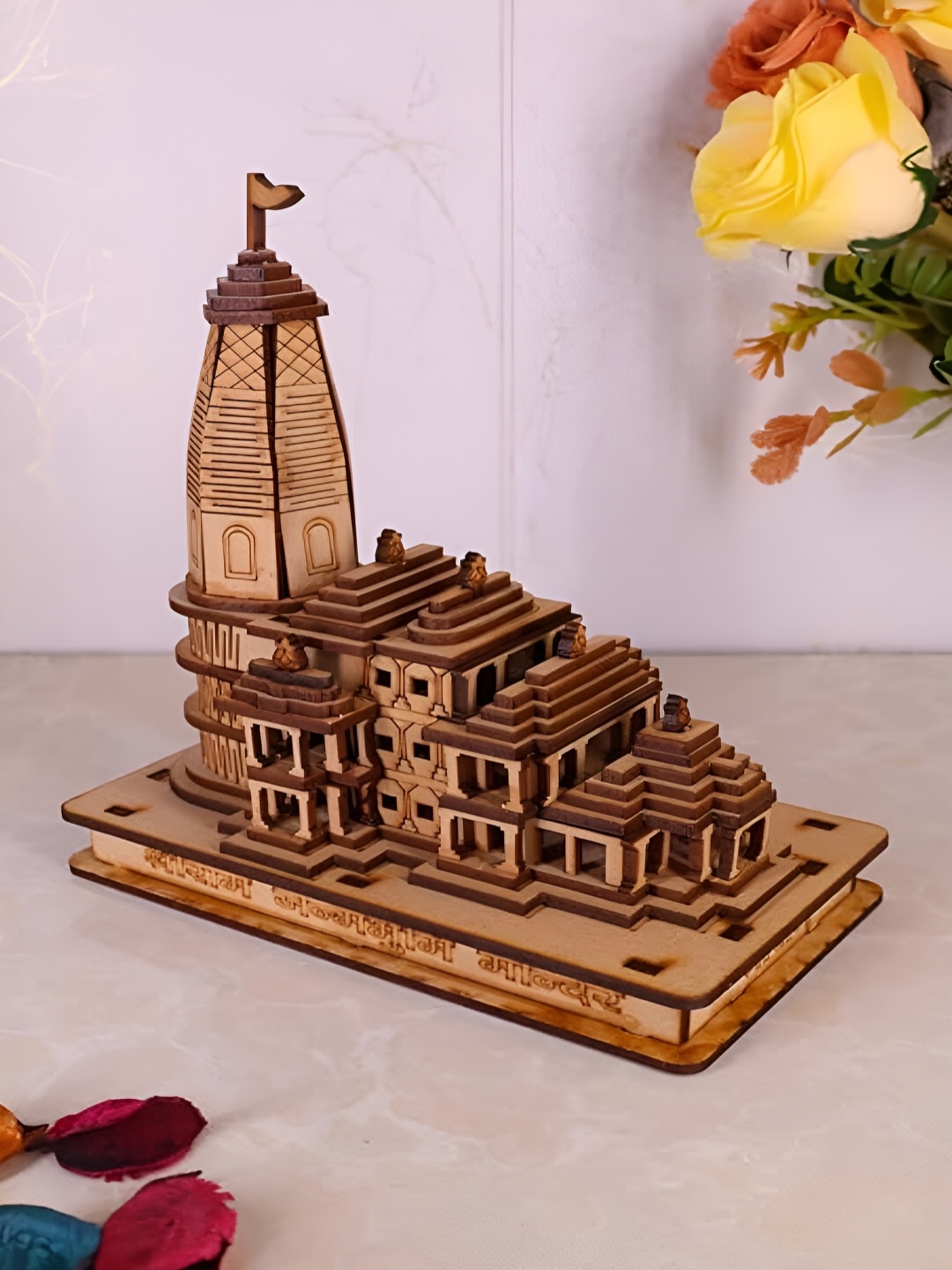 

Classical Youth Brown Shree Ram Mandir Ayodhya 3D Wooden Showpiece