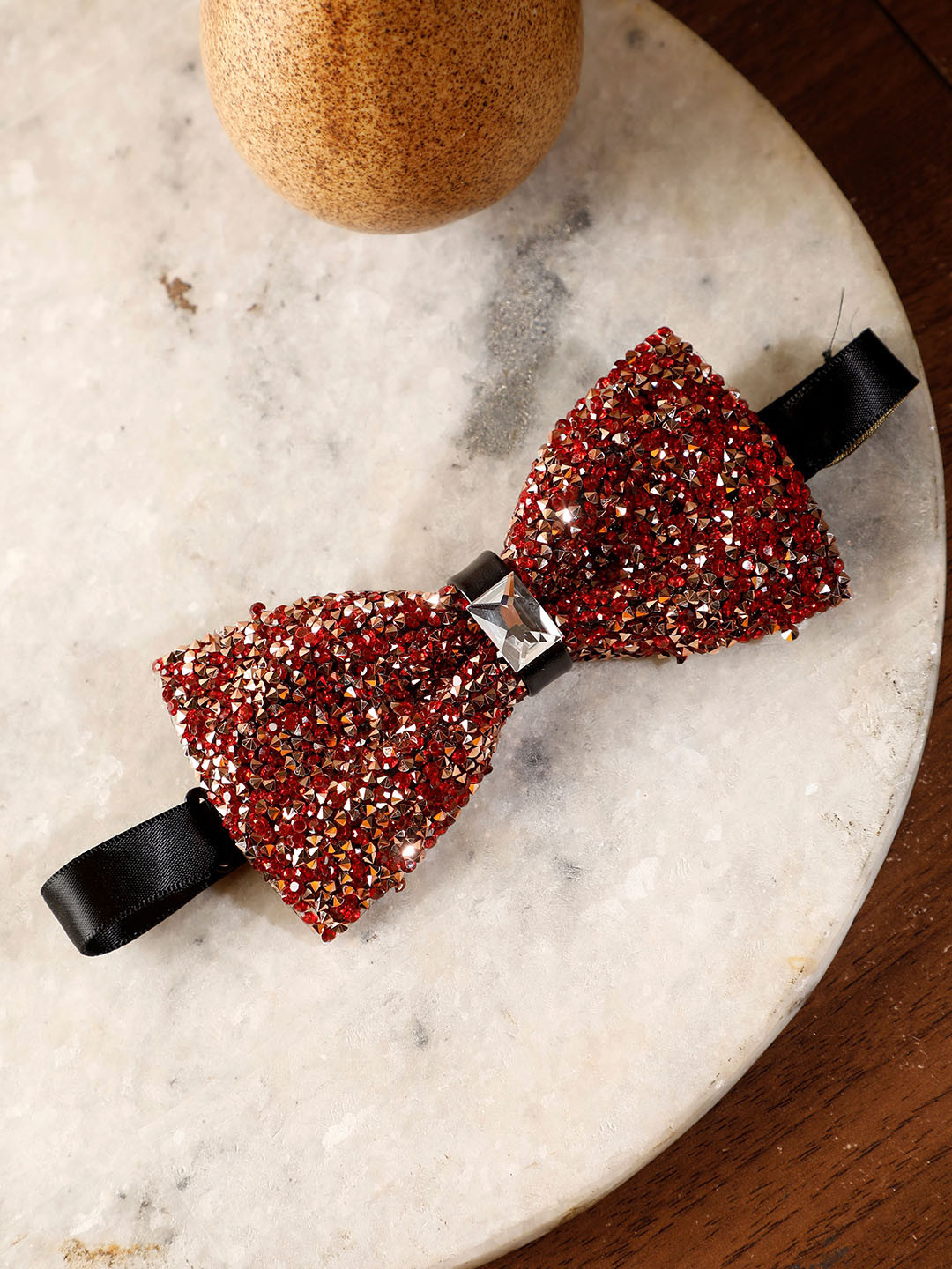 

Alvaro Castagnino Men Woven Design Bow Tie, Red