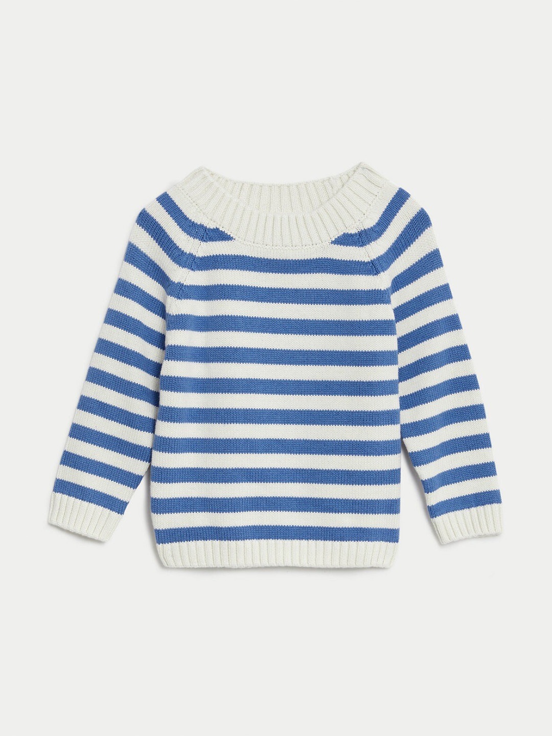 

Marks & Spencer Boys Striped Pure Cotton Pullover Sweater, Blue