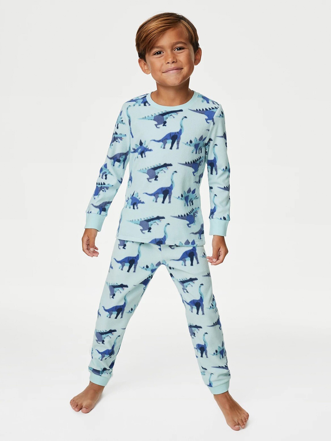 

Marks & Spencer Boys Conversational Printed Fleece Night suit, Blue