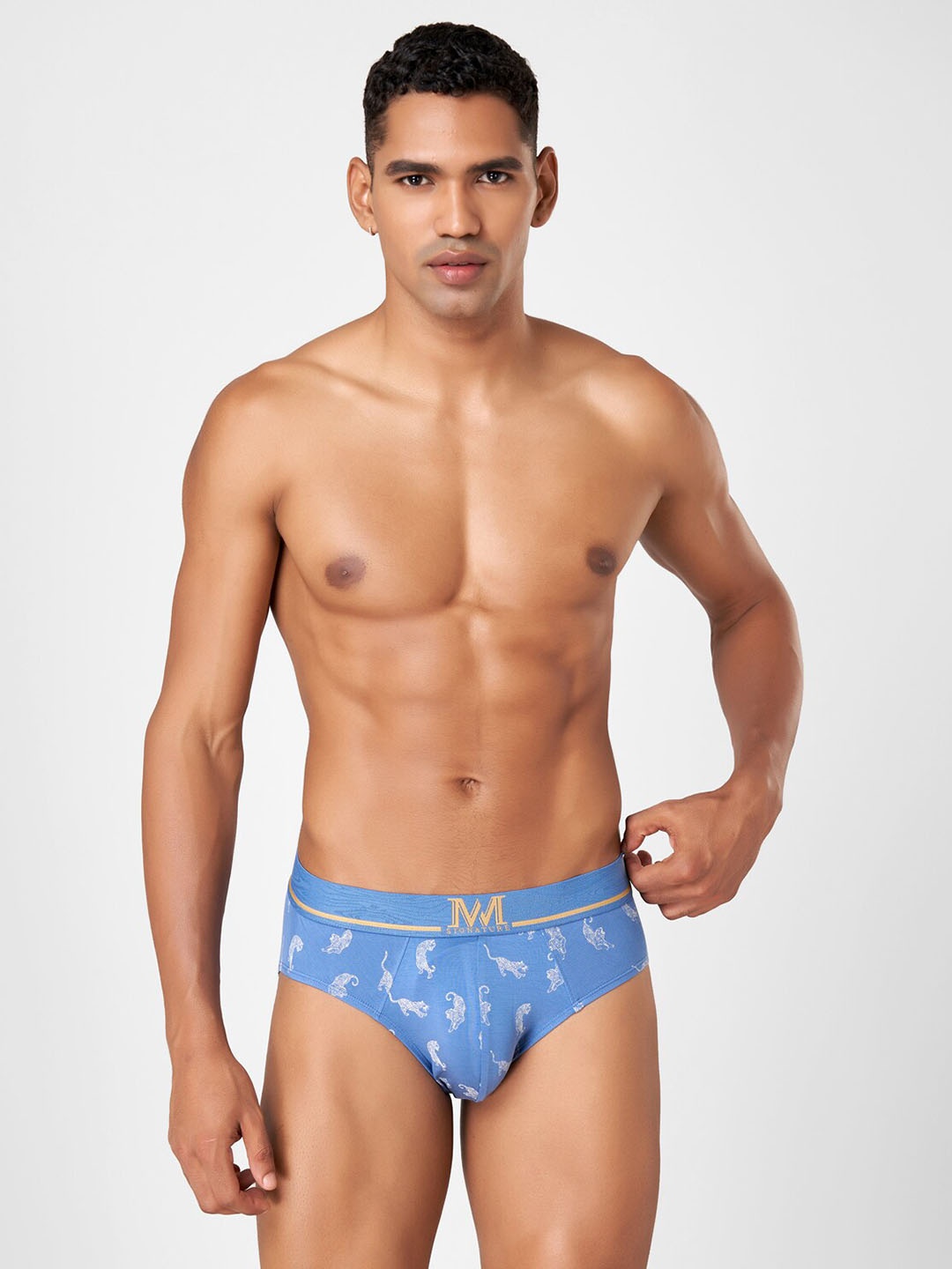 

Macroman M-Series Men Conversational Printed Mid-Rise Hi-Stretch Briefs 8903978393247, Blue