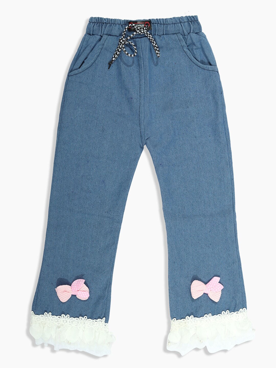 

MANZON Girls Flared Mid Rise Clean Look Cotton Jeans, Blue