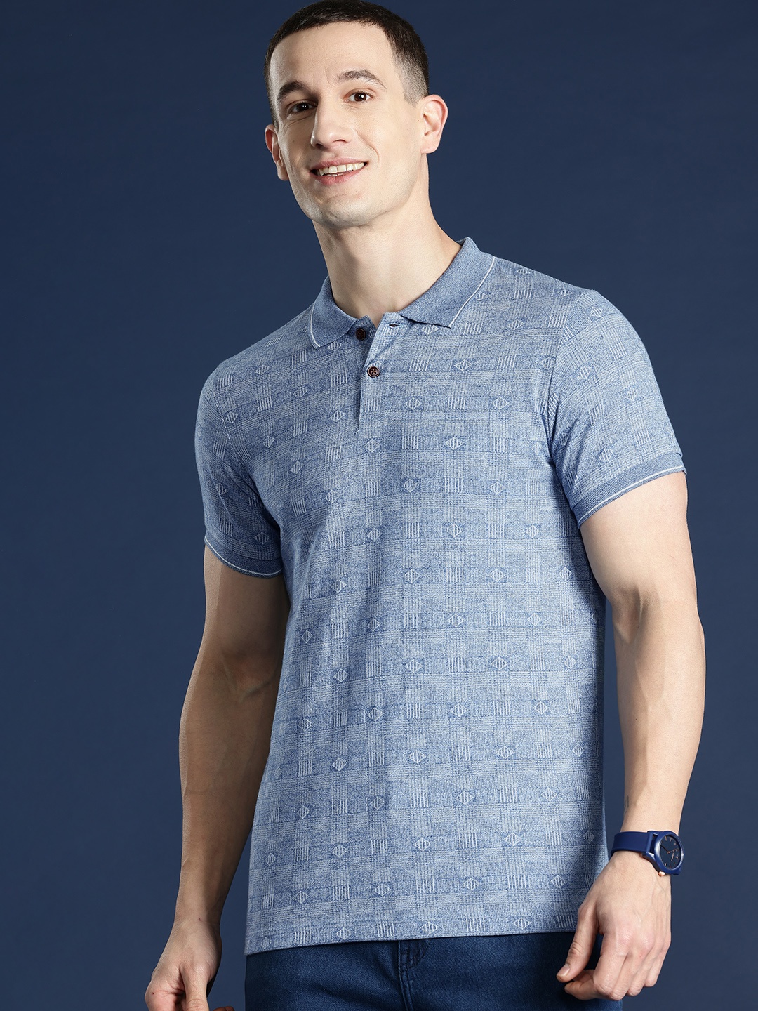 

Mast & Harbour Men Polo Collar T-shirt, Blue