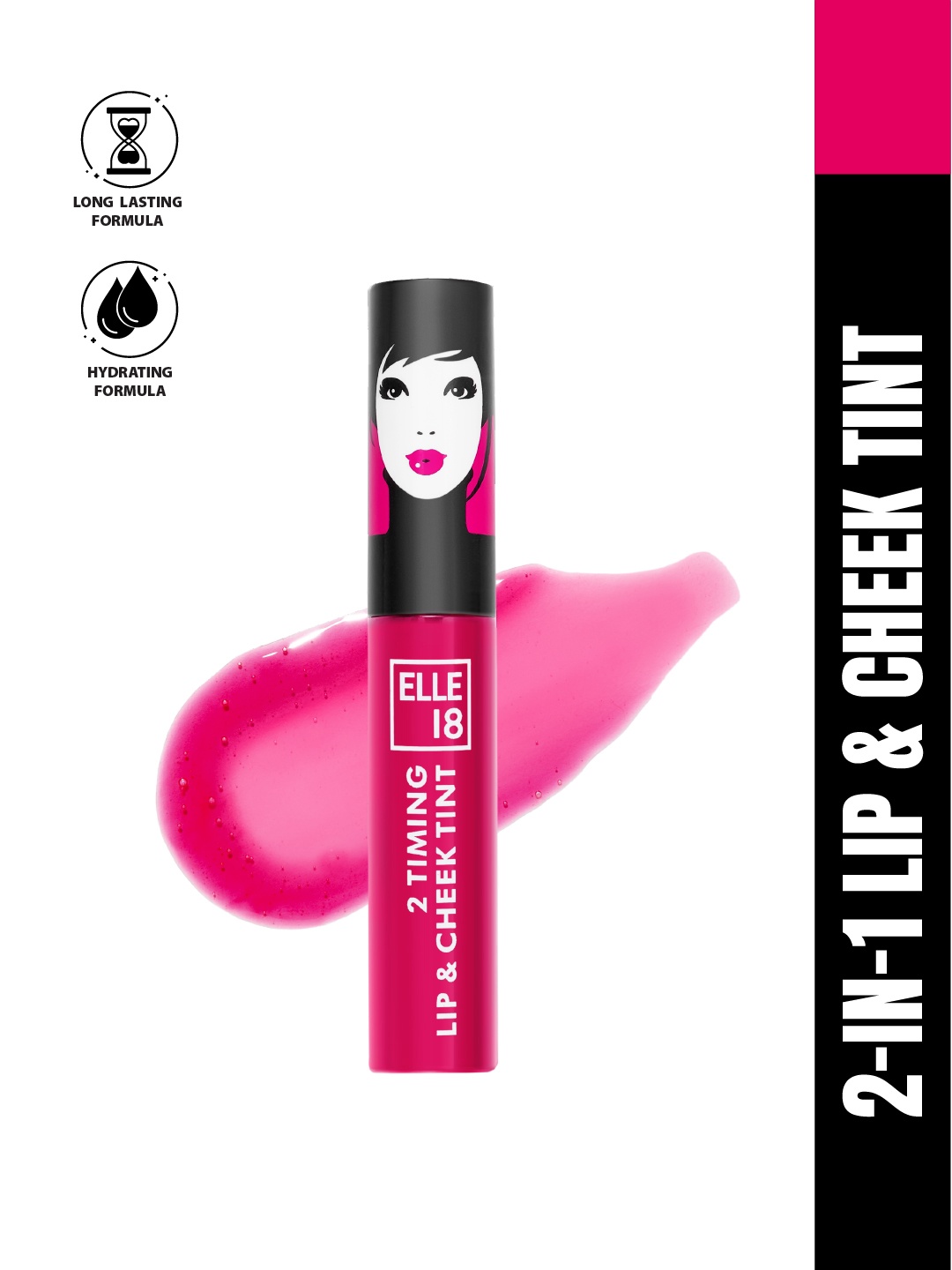 

ELLE 18 2-Timing Long-Lasting Hydrating Lip & Cheek Tint 4ml - Candy Floss, Pink