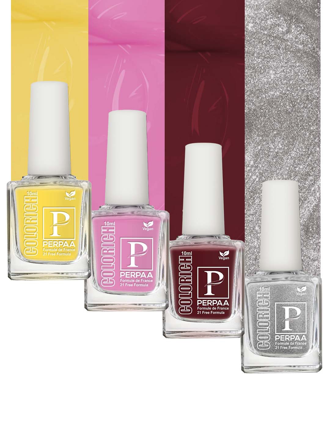 

PERPAA Set Of 4 Colorich Formule de France Nail Polish 10ml Each, Multi