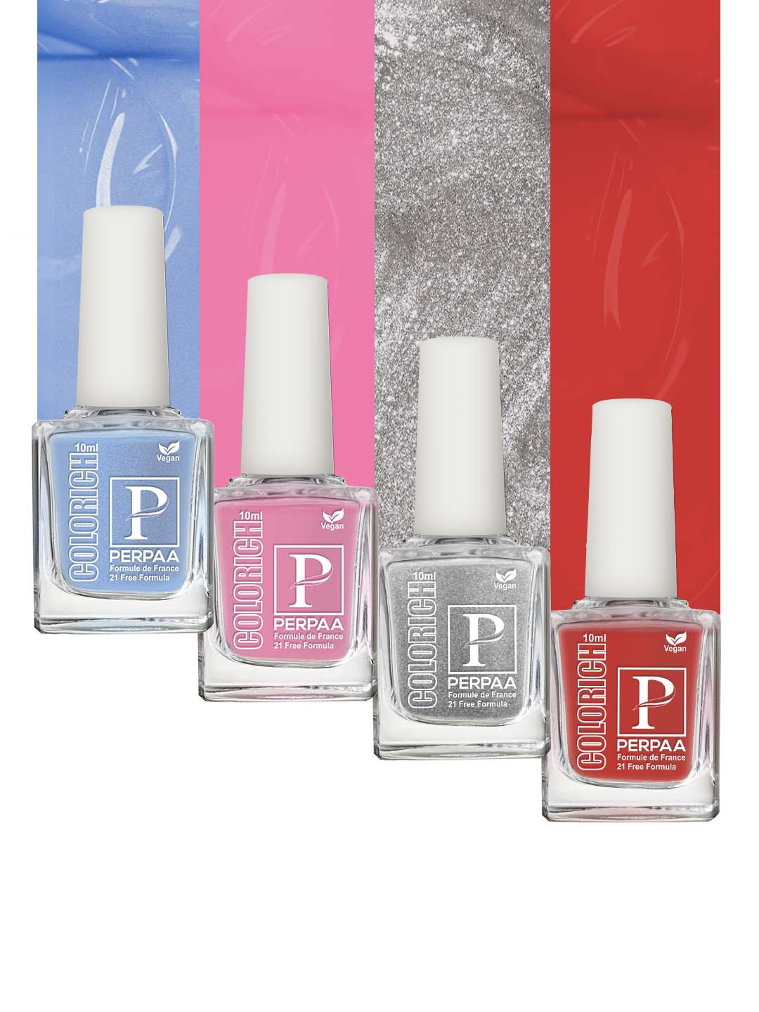 

PERPAA Set Of 4 Colorich Formule de France Nail Polish 10ml Each, Multi