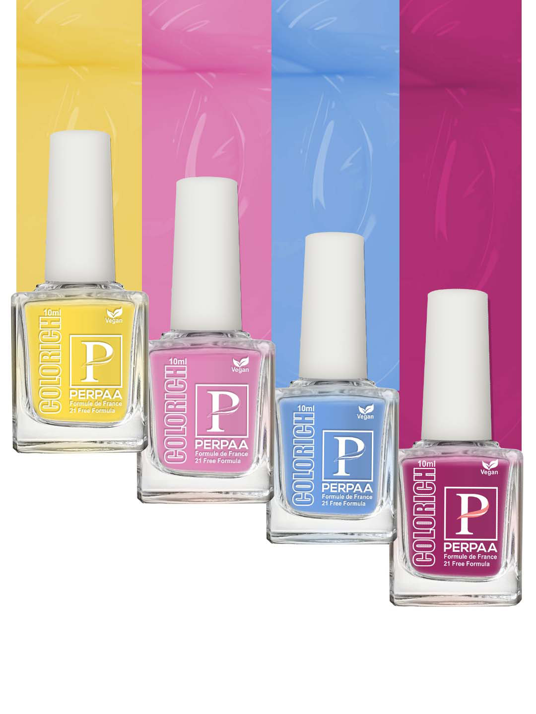 

PERPAA Set Of 4 Colorich Formule de France Nail Polish 10ml Each, Multi