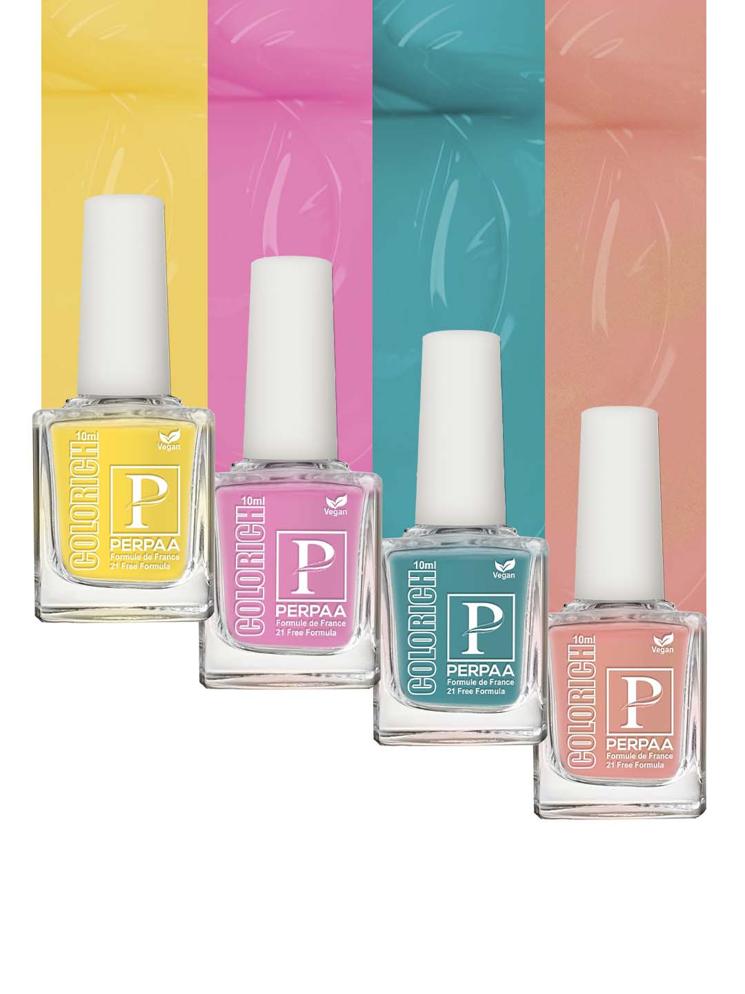 

PERPAA Set Of 4 Colorich Formule de France Nail Polish 10ml Each, Multi