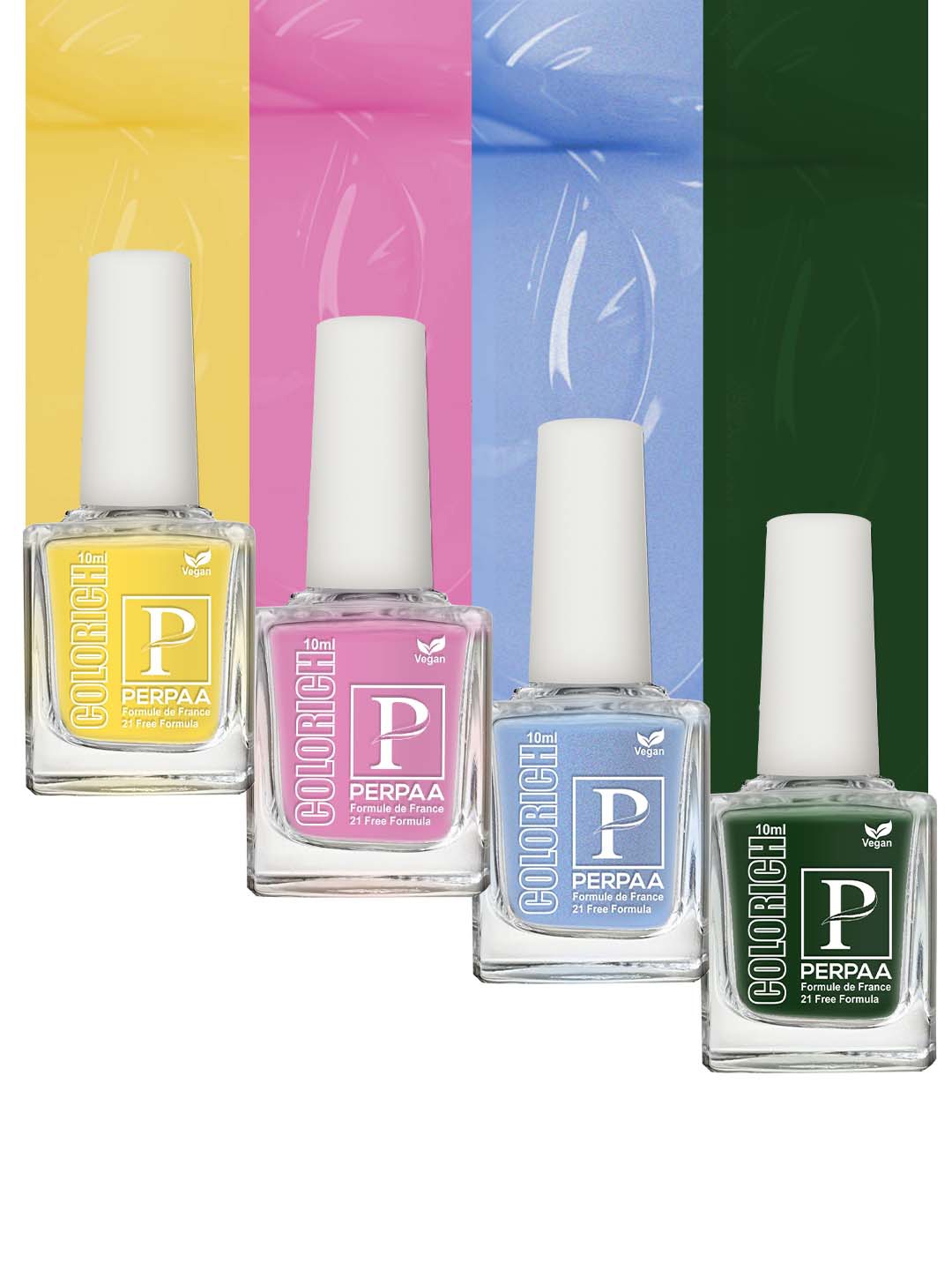 

PERPAA Set Of 4 Colorich Formule de France Nail Polish 10ml Each, Blue