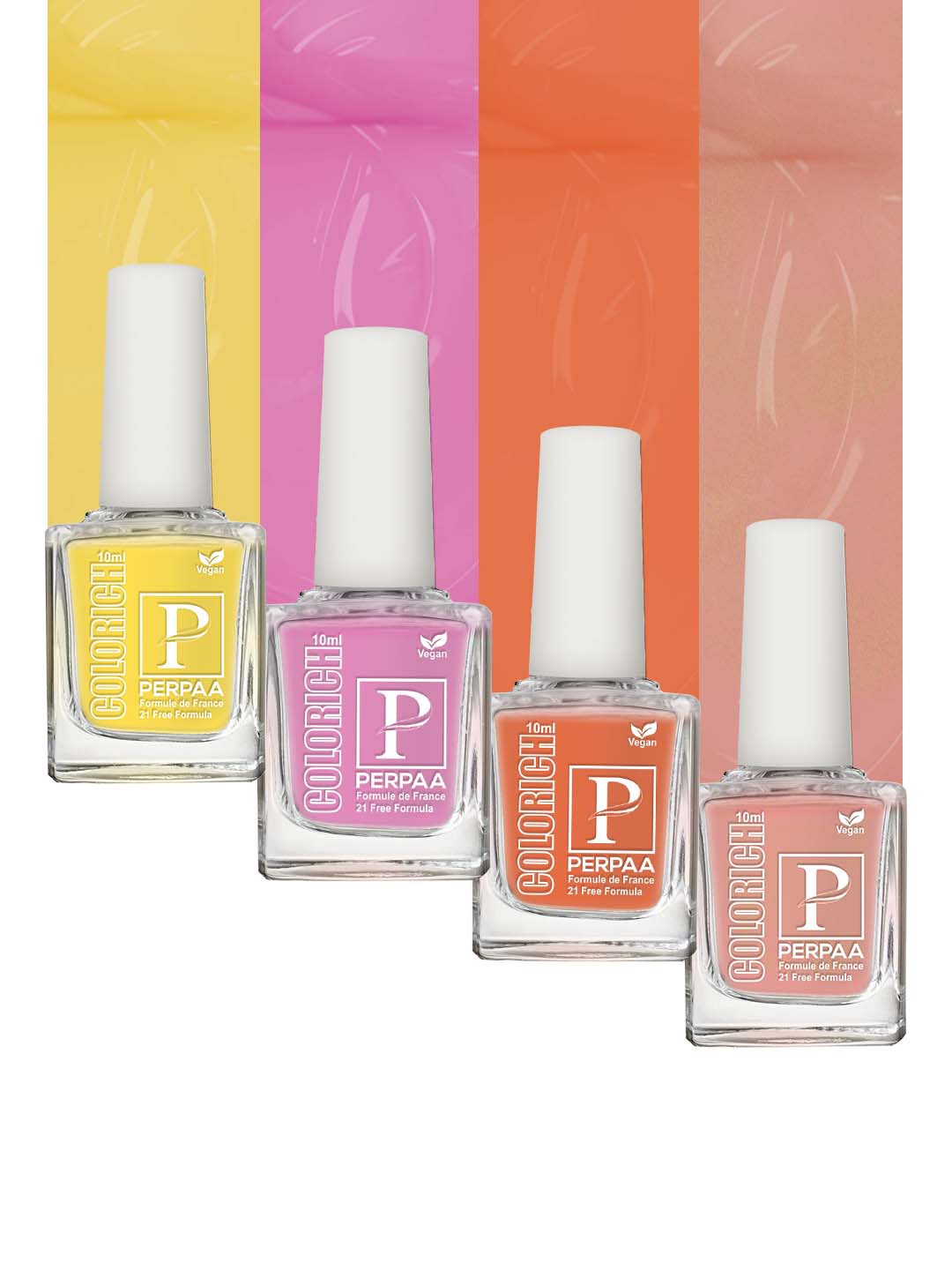 

PERPAA Colorich Set Of 4 High Shine Nail Polish -10ml Each, Yellow