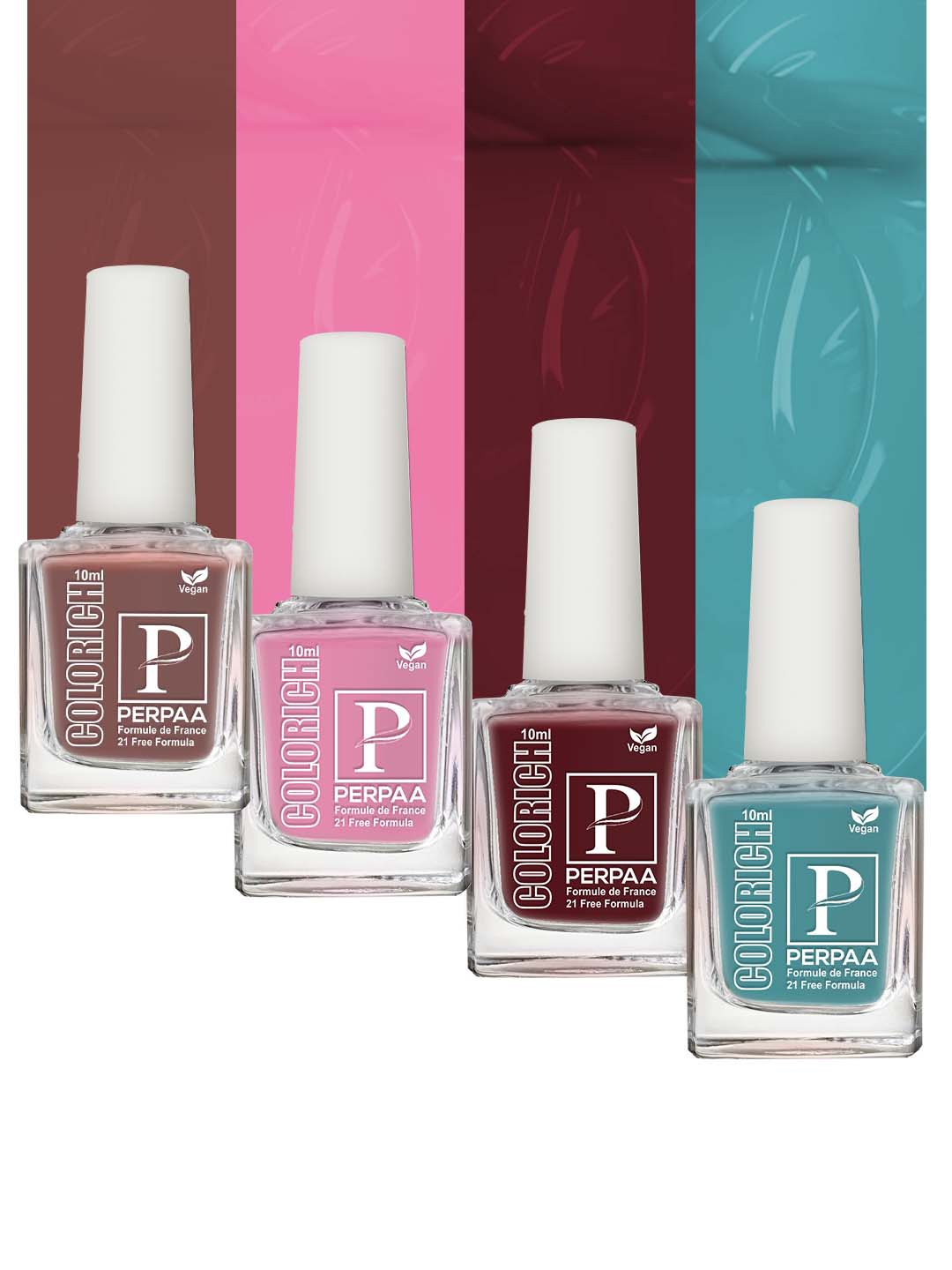 

PERPAA Colorich Set Of 4 High Shine Nail Polish -10ml Each - 05-03-13-16, Pink