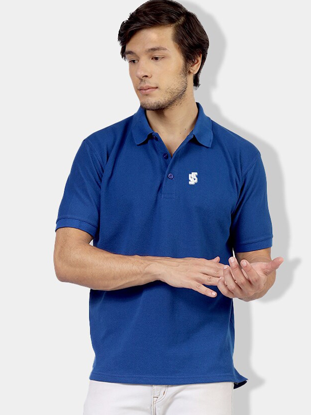 

Greylongg Polo Collar Cotton T-shirt, Blue