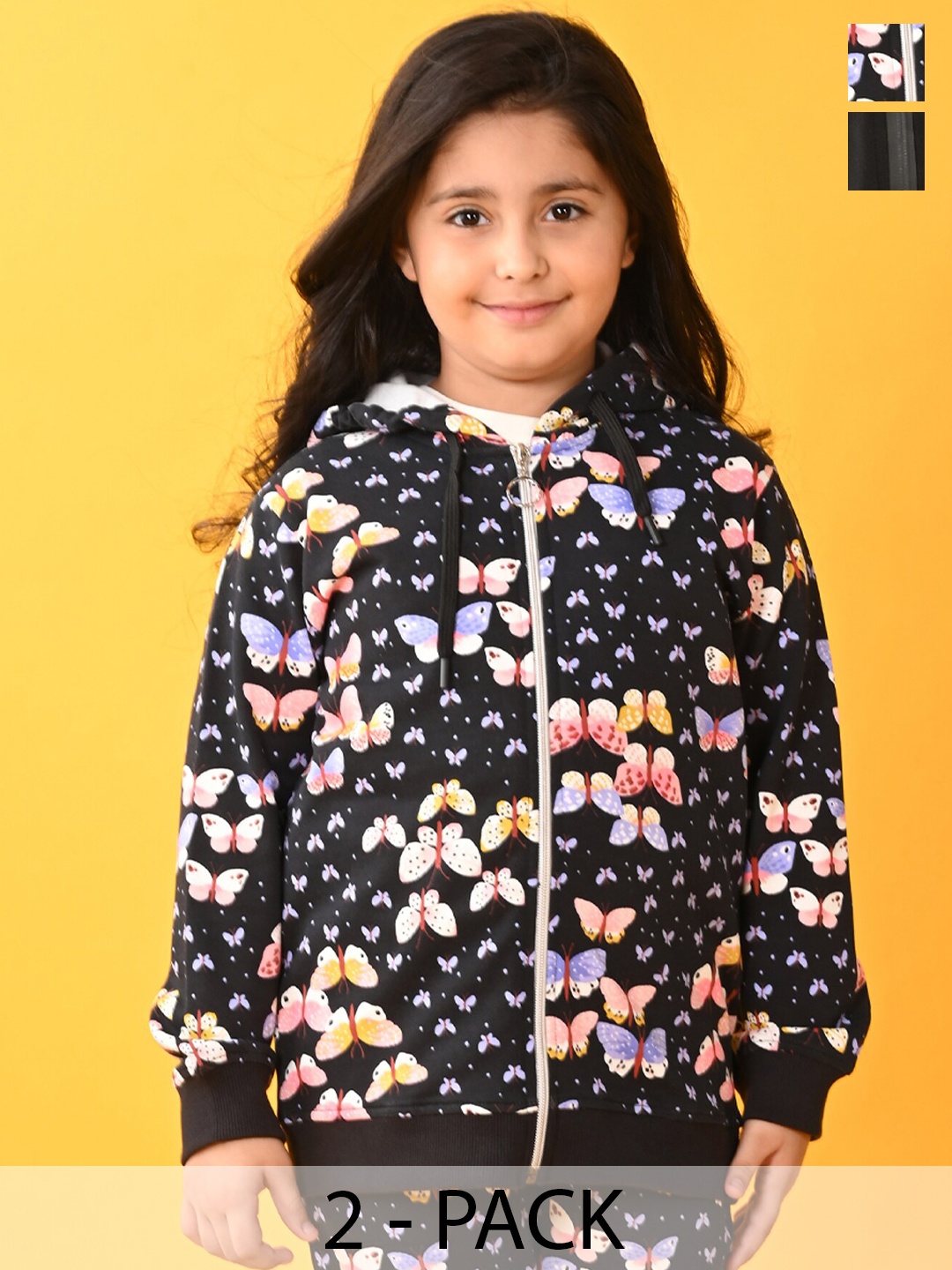

Anthrilo Girls Pack Of 2 Printed Sweatshirt, Black