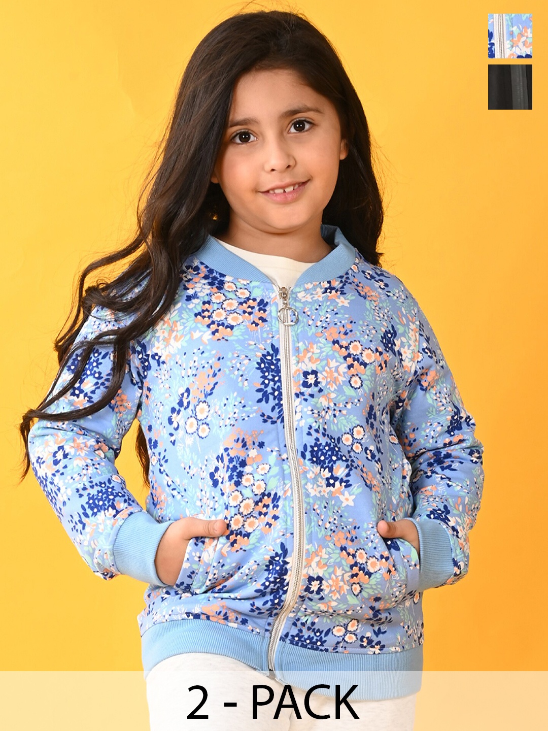 

Anthrilo Girls Pack Of 2 Printed Sweatshirt, Blue
