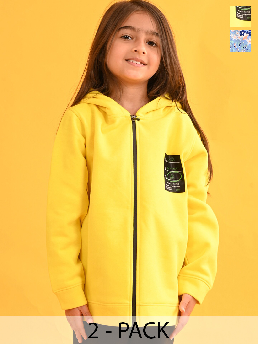 

Anthrilo Girls Pack Of 2 Hooded Fleece Sweatshirt, Yellow