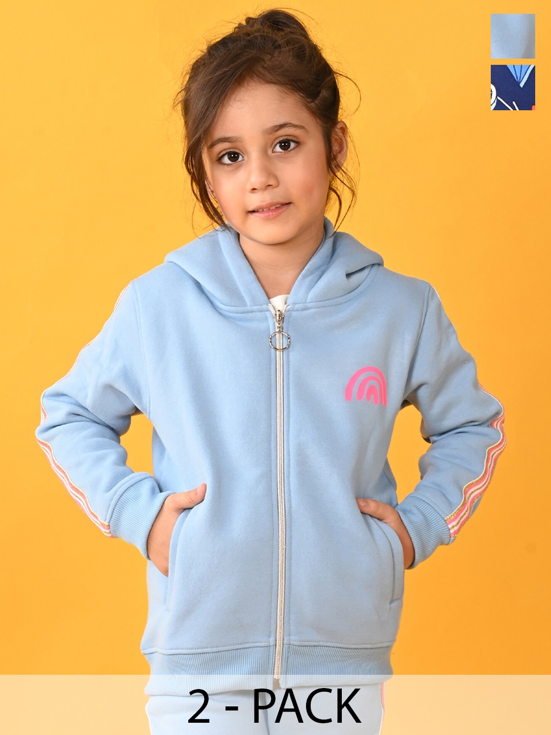 

Anthrilo Girls Pack Of 2 Hooded Fleece Sweatshirt, Blue