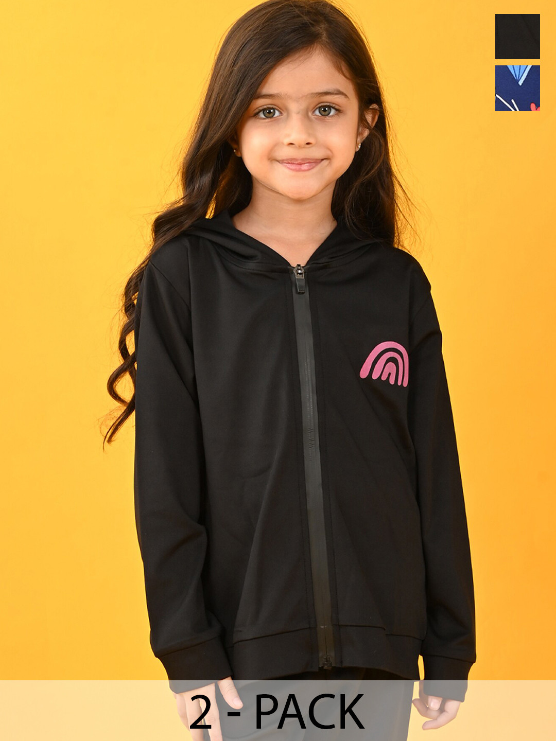 

Anthrilo Girls Pack Of 2 Hooded Fleece Sweatshirt, Black