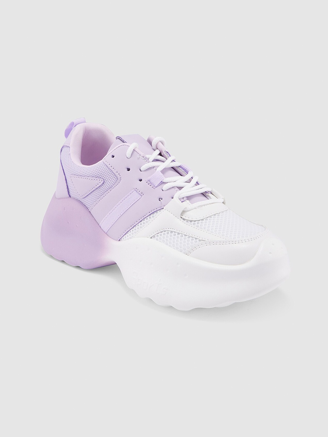 

Sole To Soul Women Colourblocked Lace-Up Sneakers, Lavender