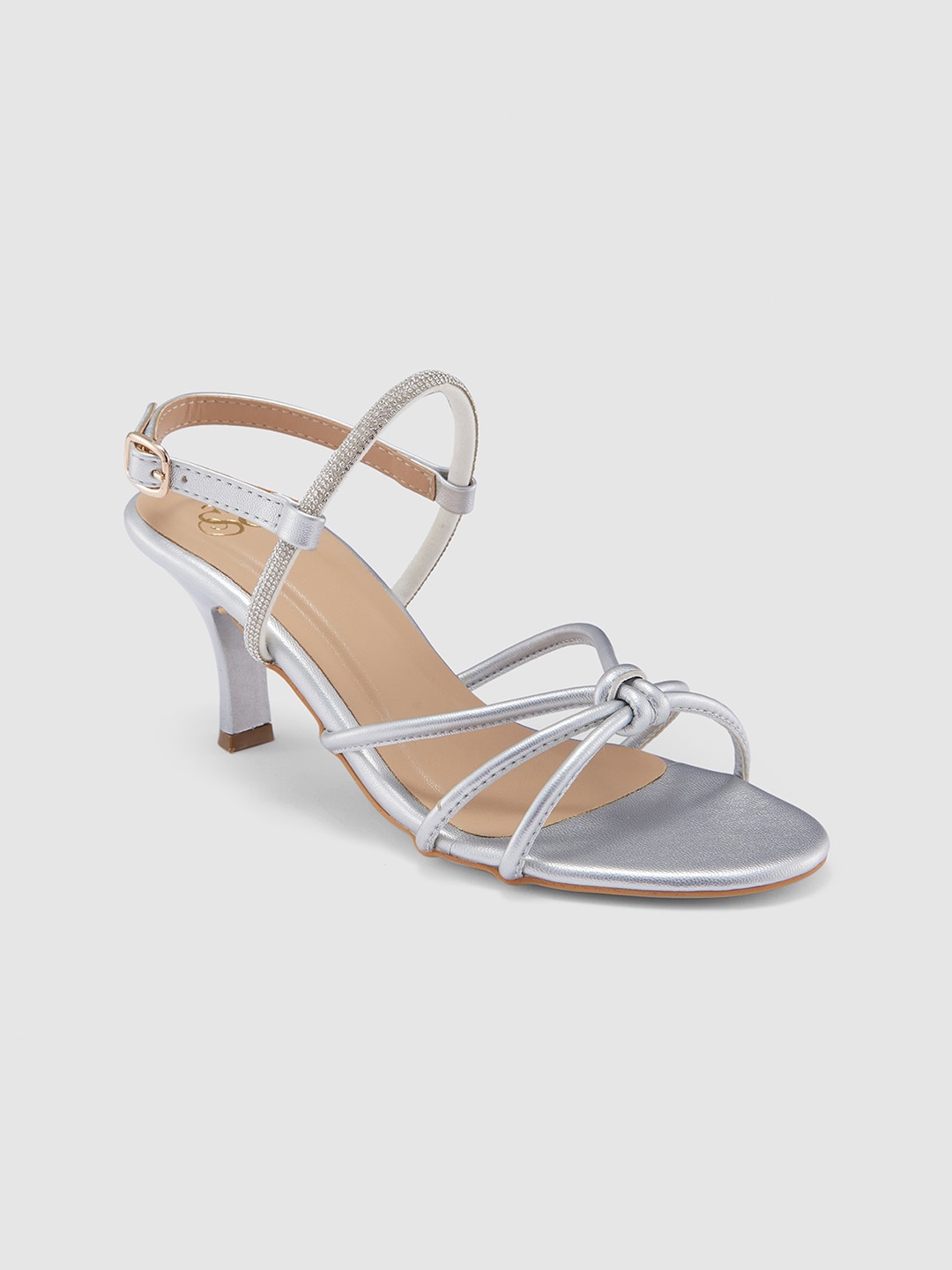 

Sole To Soul Embellished Strappy Open Toe Kitten Heels, Silver