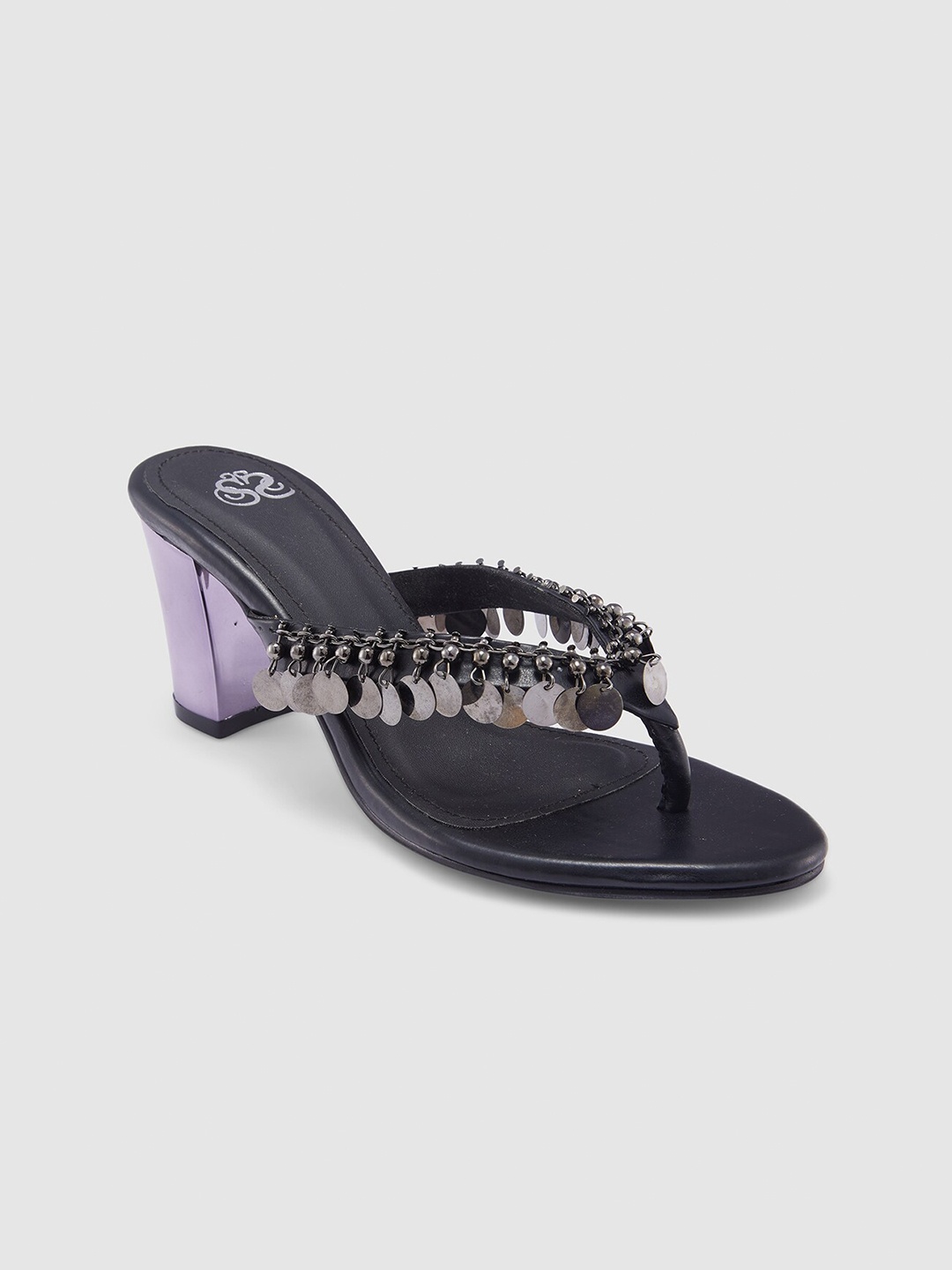 

Sole To Soul Embellished Open Toe Block Heels, Black