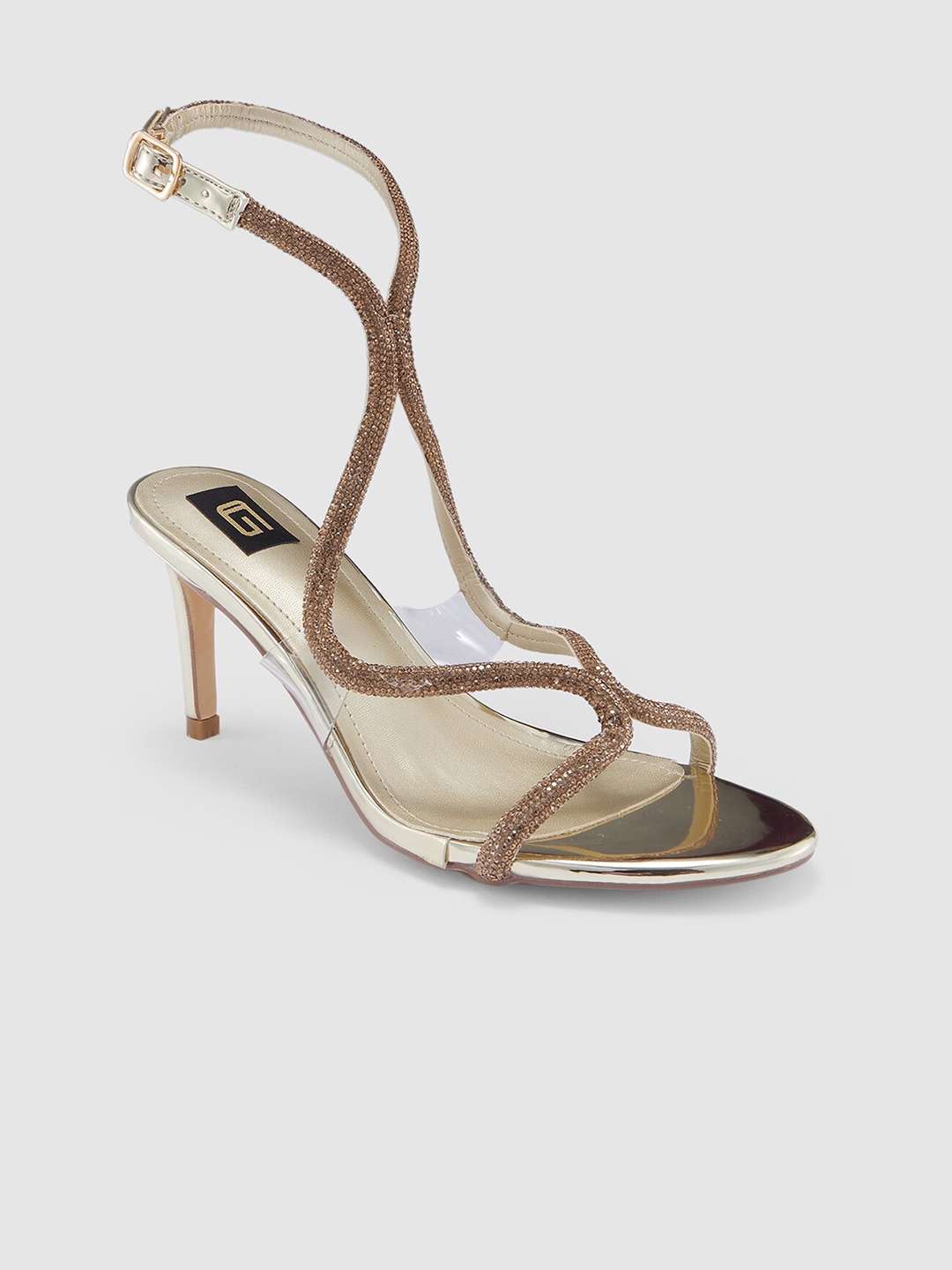 

Sole To Soul Embellished Strappy Open Toe Slim Heels, Gold