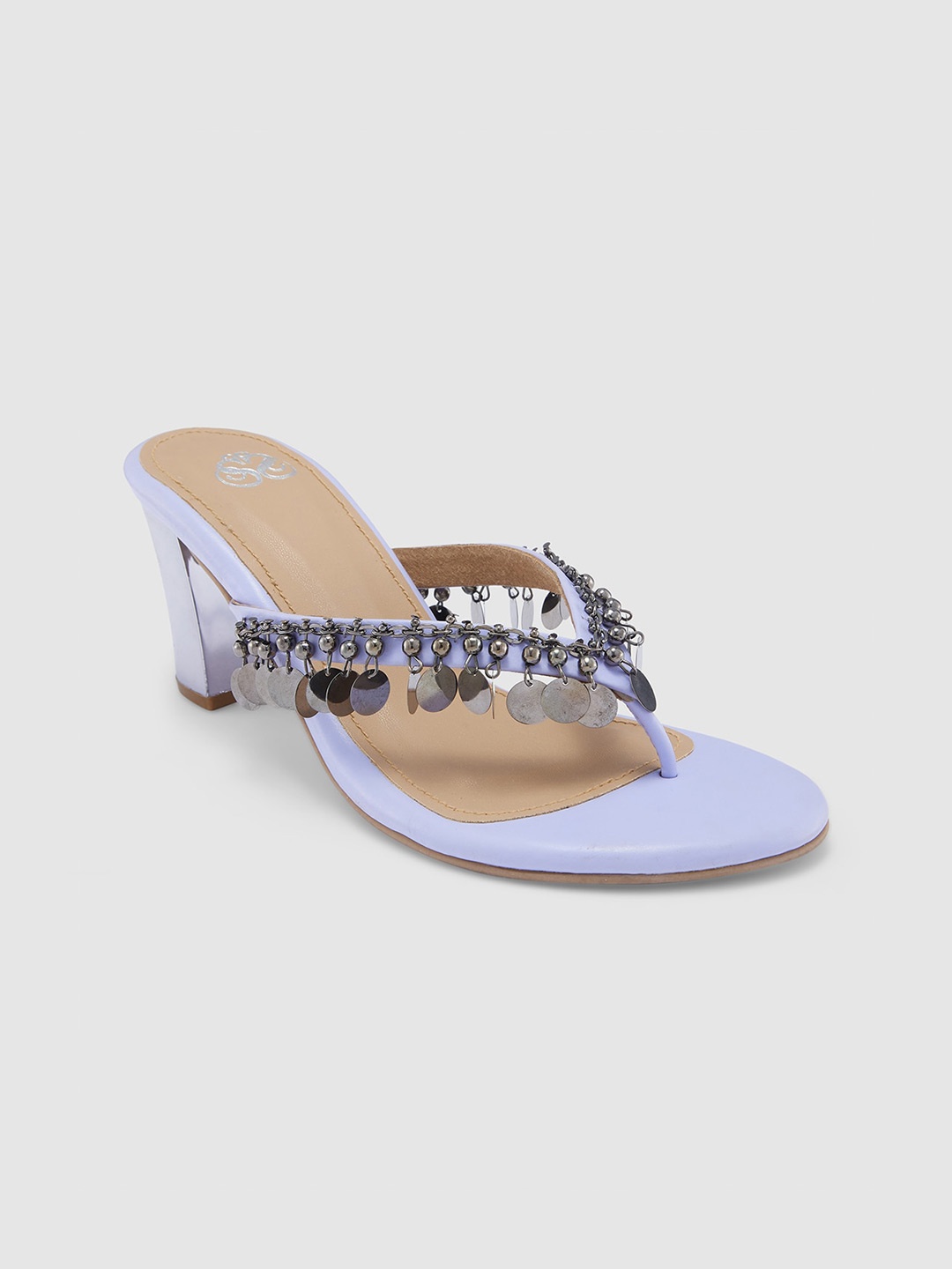 

Sole To Soul Embellished Open Toe Block Heels, Lavender