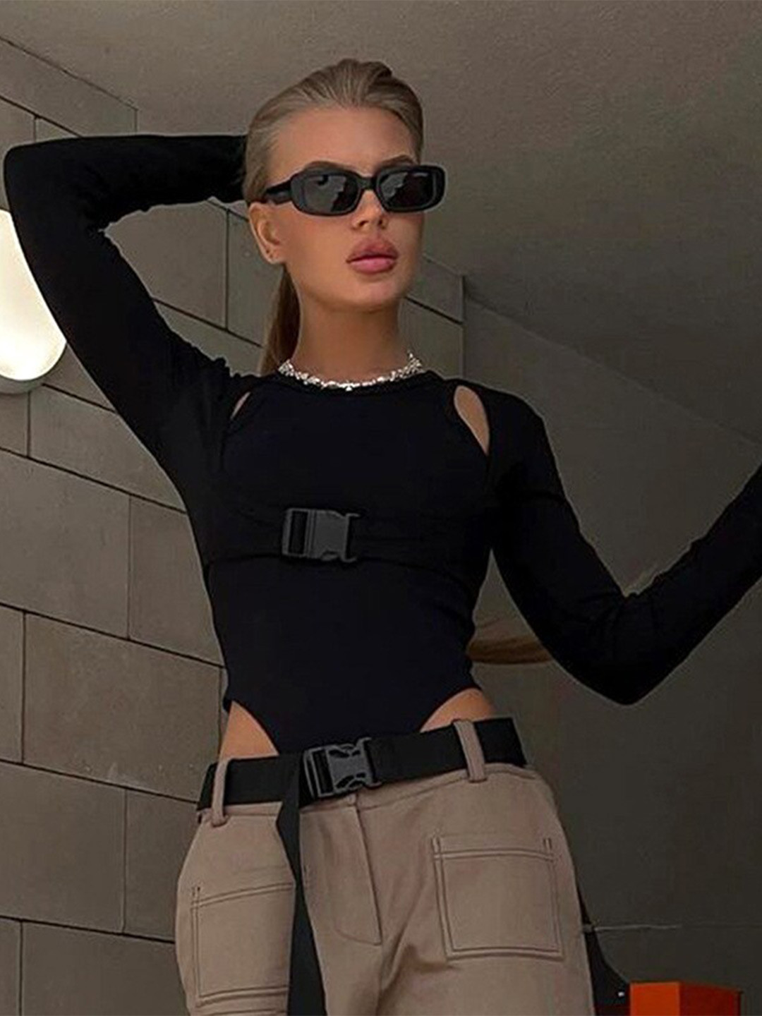 

StyleCast Black Round Neck Bodysuit
