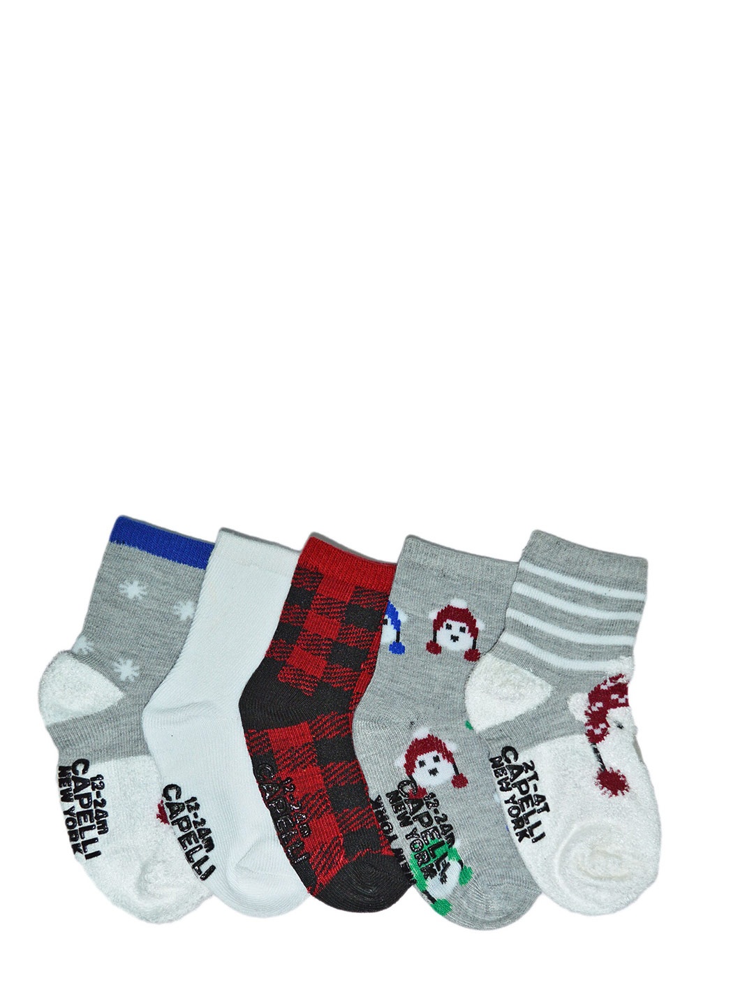 

BAESD Kids Pack Of 5 Patterned Anti-Skid Ankle Length Socks, White