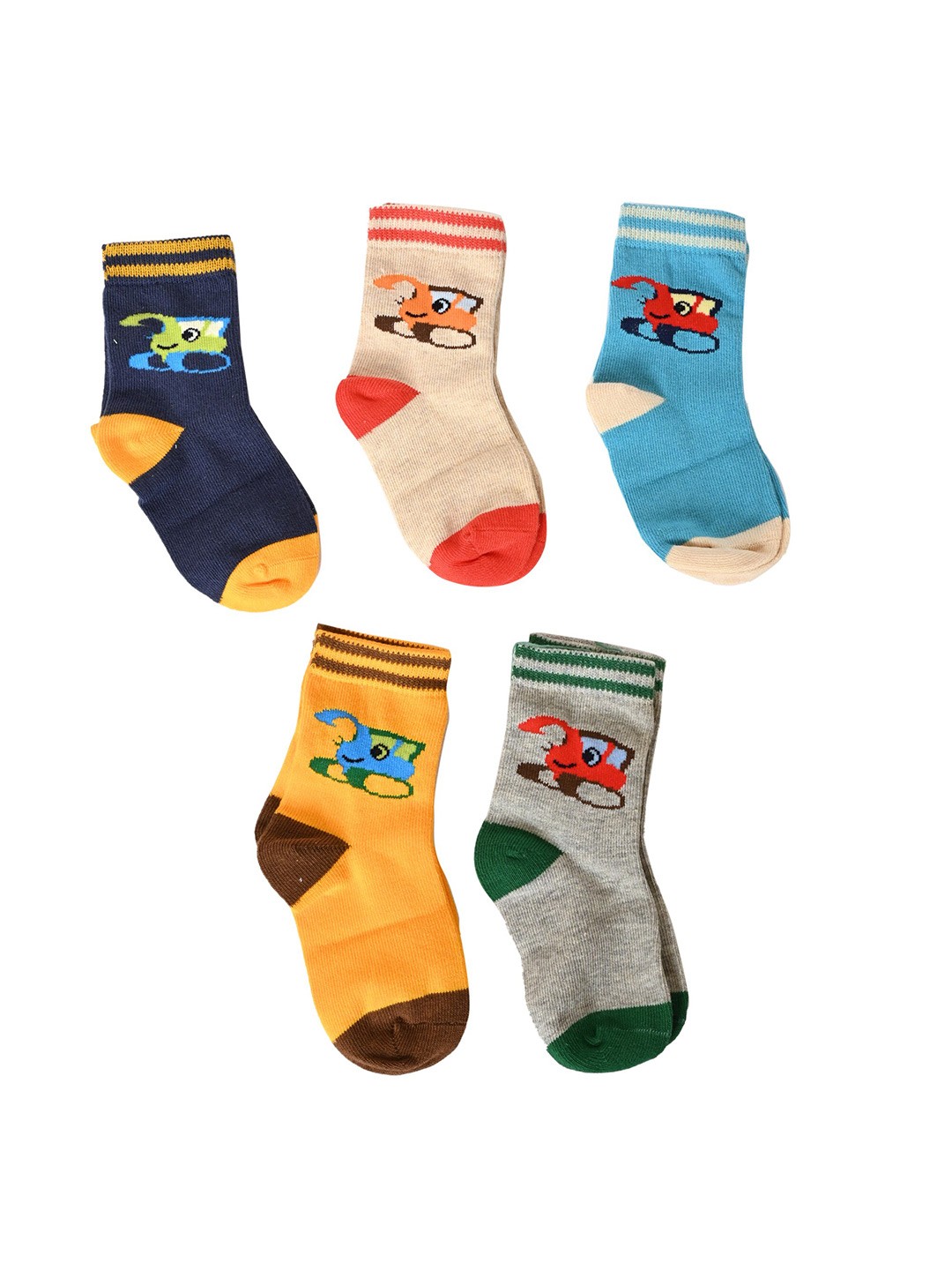 

BAESD Kids Pack Of 5 Patterned Anti-Skid Ankle Length Socks, Blue