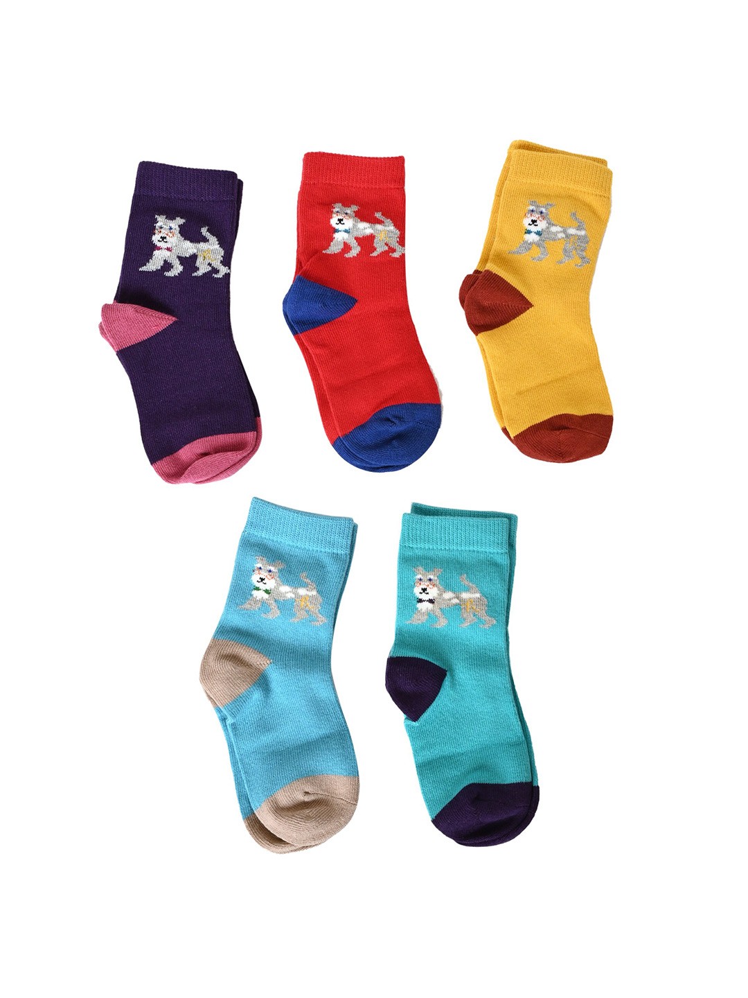 

BAESD Kids Pack Of 5 Patterned Anti-Skid Ankle Length Socks, Blue
