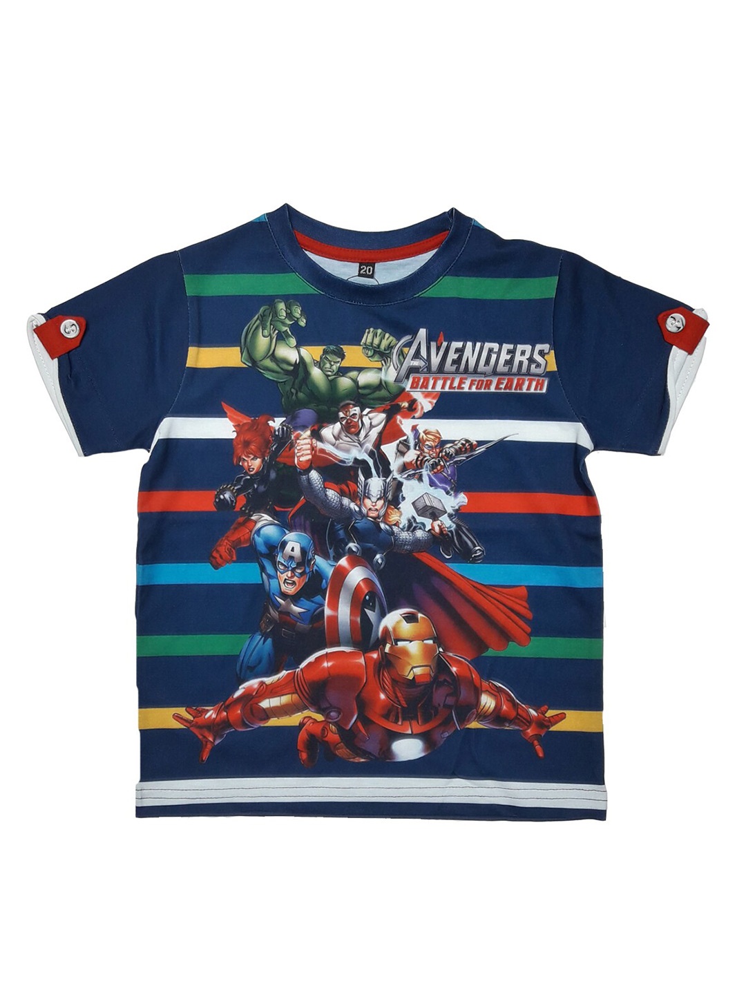 

BAESD Boys Avengers Printed Round Neck Cotton T-shirt, Blue