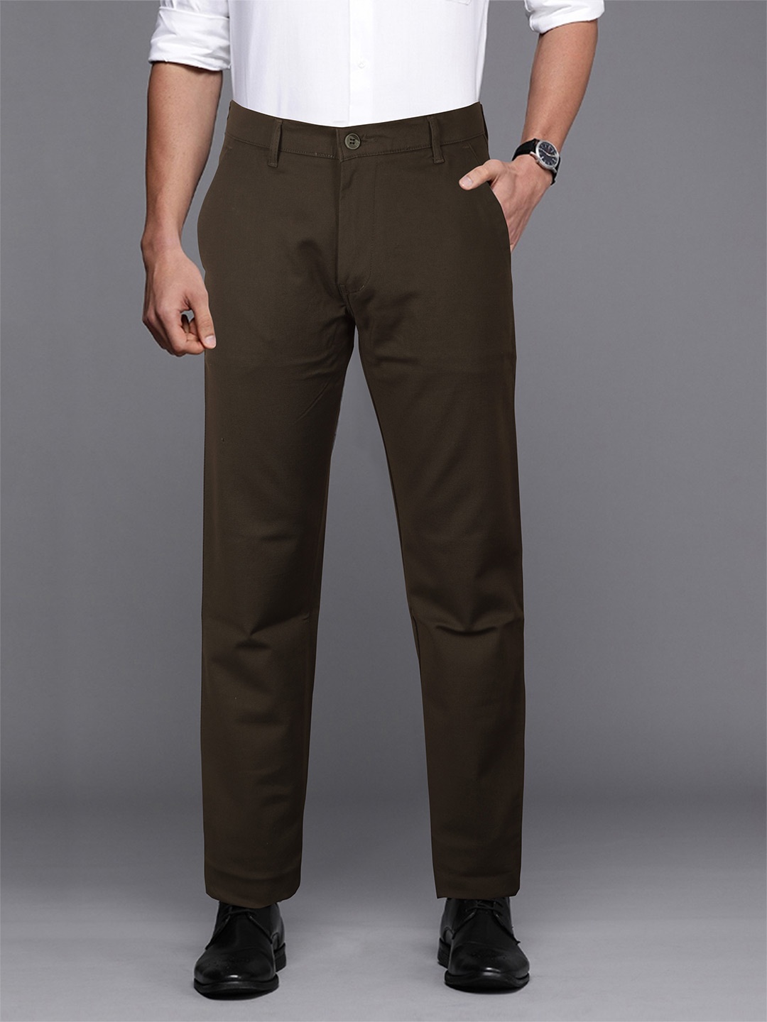 

Jb Just BLACK Men Relaxed Cotton Formal Trouser, Coffee brown