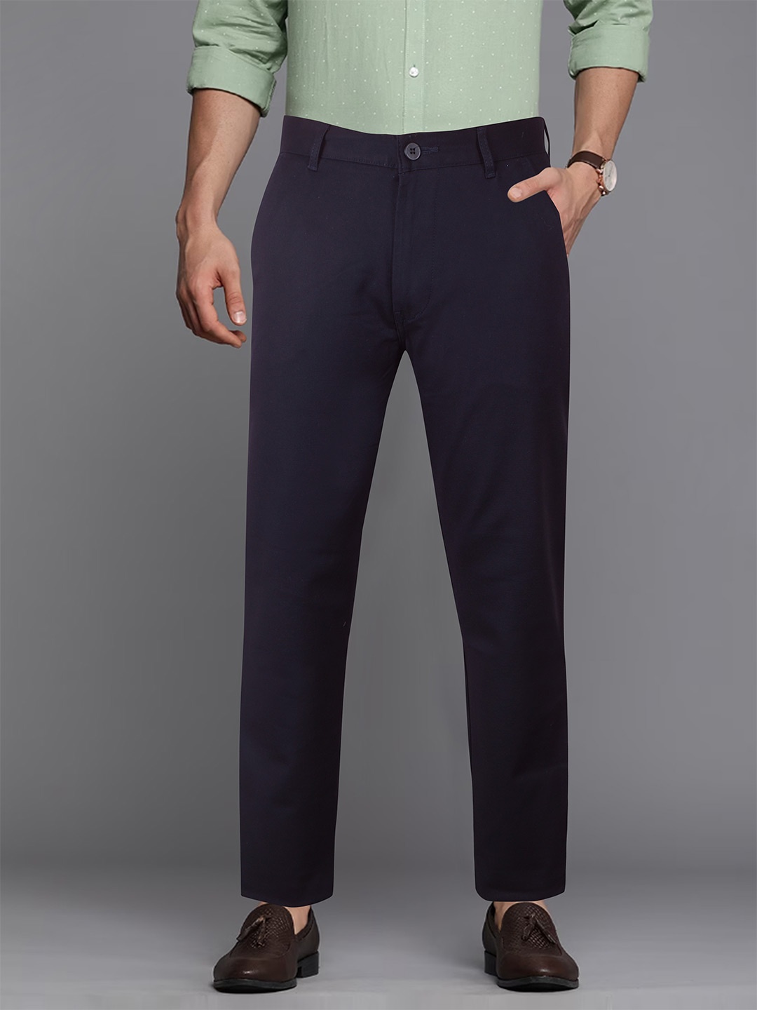 

Jb Just BLACK Men Relaxed Cotton Formal Trouser, Navy blue